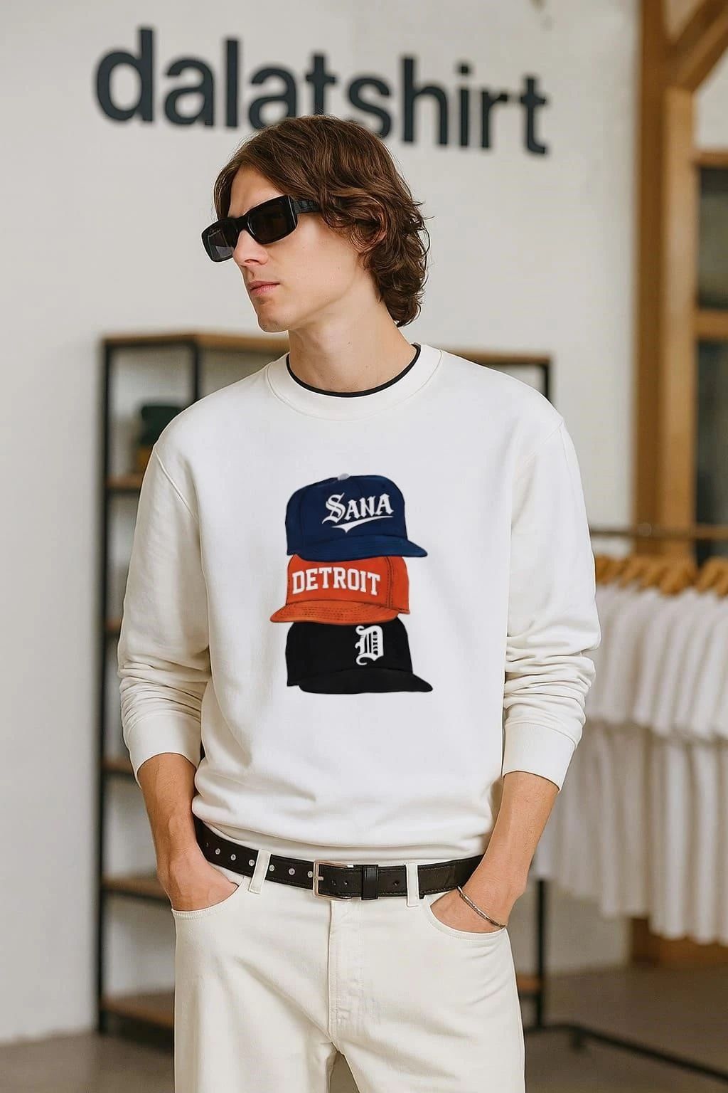 Sana Detroit D Old English Font Stacked Baseball Hats - Adult & Kids T-Shirts, Sweatshirts & Hoodies apparel design preview 2