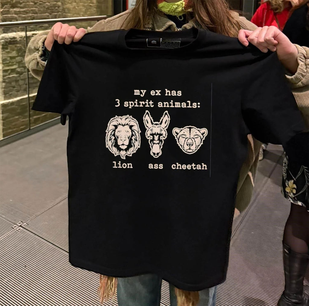 My ex Has 3 spirit animals Lion Ass Cheetah - Adult & Kids T-Shirts, Sweatshirts & Hoodies apparel design preview 2
