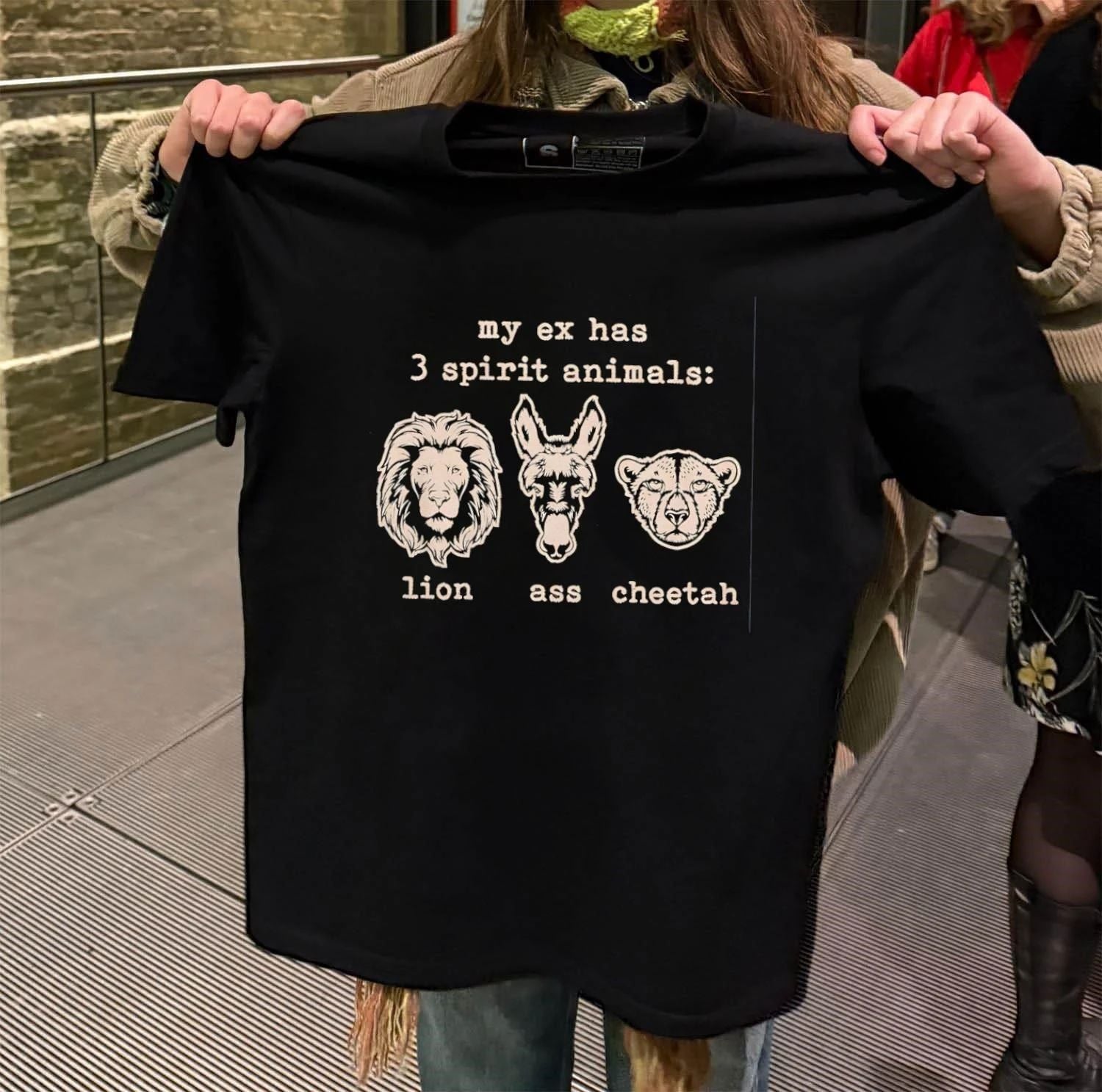My ex Has 3 spirit animals Lion Ass Cheetah - Adult & Kids T-Shirts, Sweatshirts & Hoodies apparel design preview 2