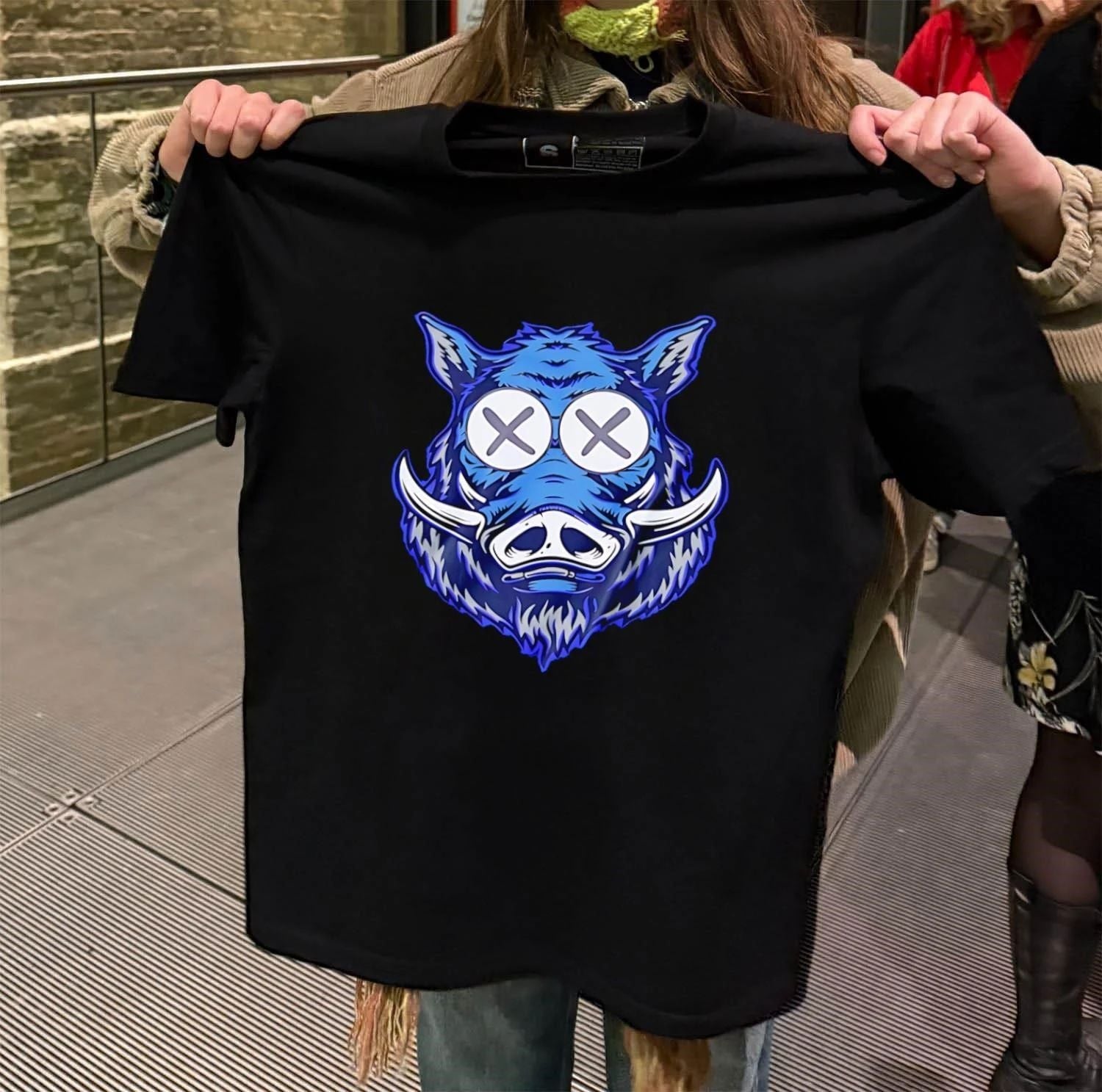 Blue Boar Wild Hog KAWS Style X-Eyes - Adult & Kids T-Shirts, Sweatshirts & Hoodies apparel design preview 2