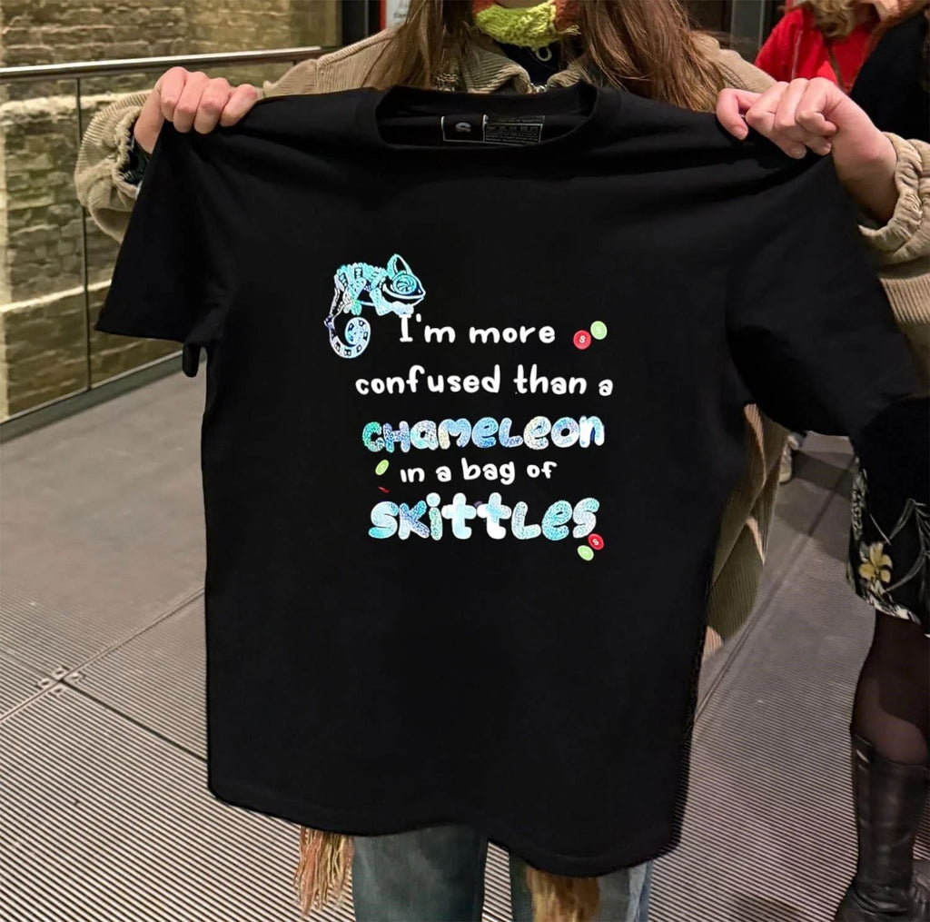 I'm more confused than a chameleon in bag of Skittles - Adult & Kids T-Shirts, Sweatshirts & Hoodies apparel design preview 2