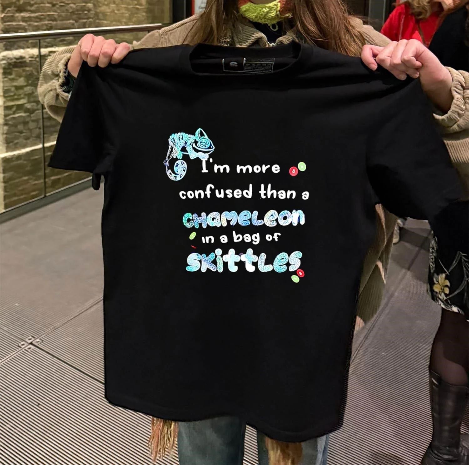 I'm more confused than a chameleon in bag of Skittles - Adult & Kids T-Shirts, Sweatshirts & Hoodies apparel design preview 2