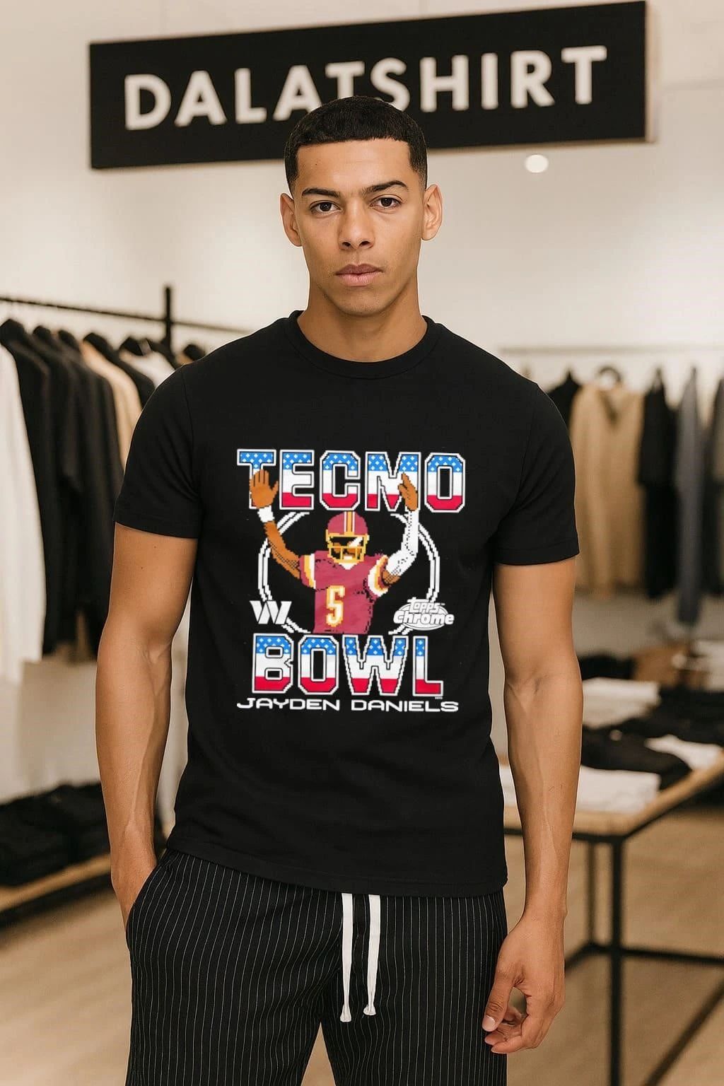 Tecmo Bowl x Topps Chrome Commanders Jayden Daniels - Adult & Kids T-Shirts, Sweatshirts & Hoodies apparel design preview 1