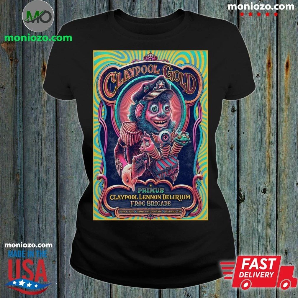 Original Primus Columbus OH 6 2026 Claypool Gold Tour - Adult & Kids T-Shirts, Sweatshirts & Hoodies apparel design preview 1