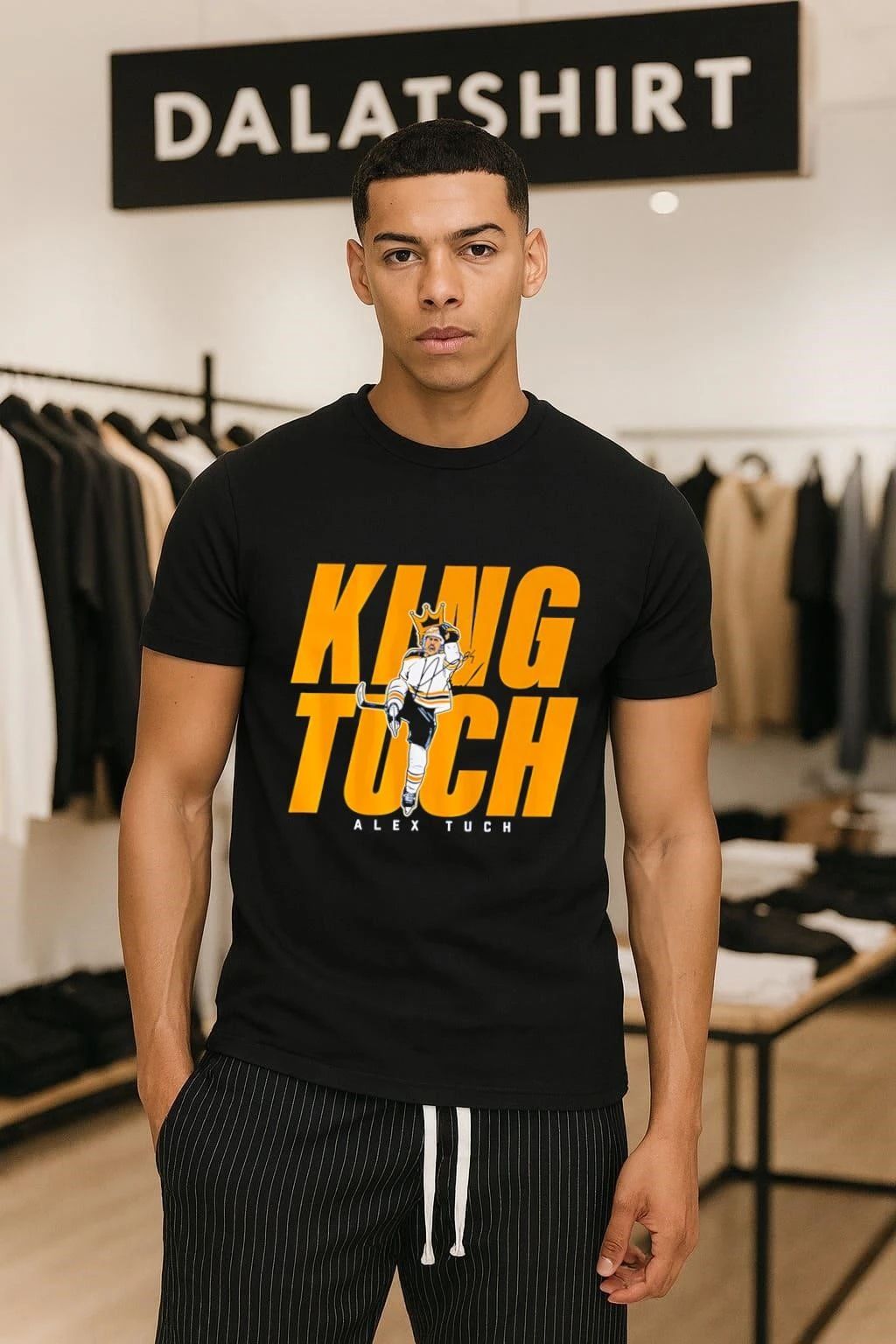 King Tuch Alex Buffalo Hockey Player Victory Pose - Adult & Kids T-Shirts, Sweatshirts & Hoodies apparel design preview 1