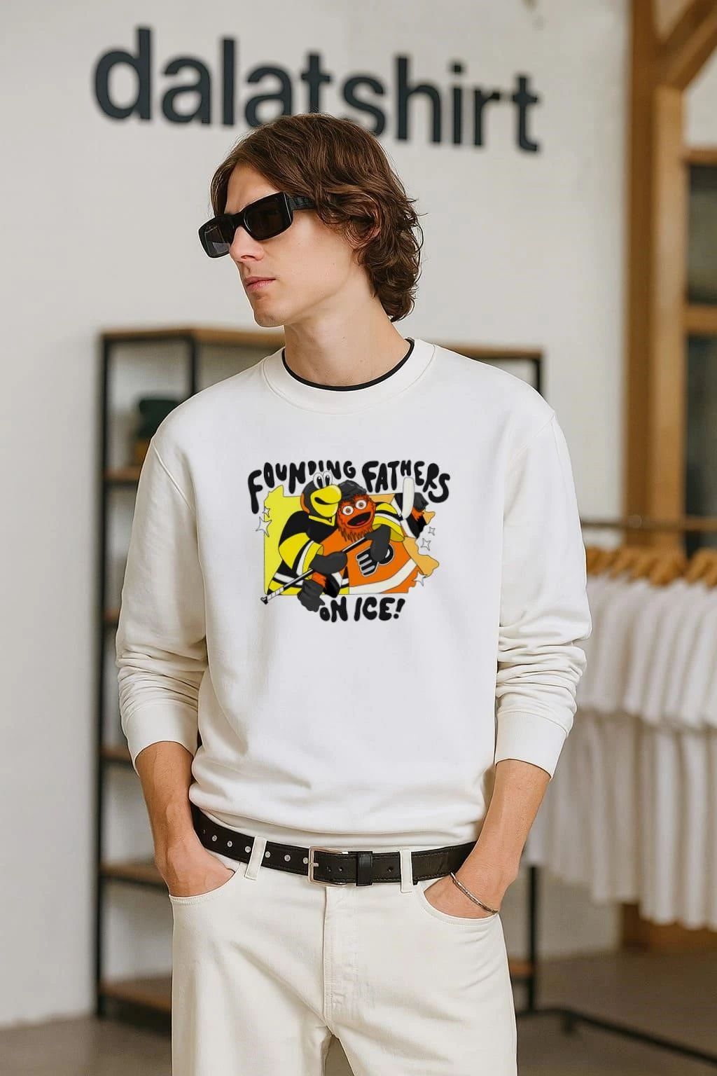 Founding Fathers On Ice Gritty and Iceburgh - Adult & Kids T-Shirts, Sweatshirts & Hoodies apparel design preview 2