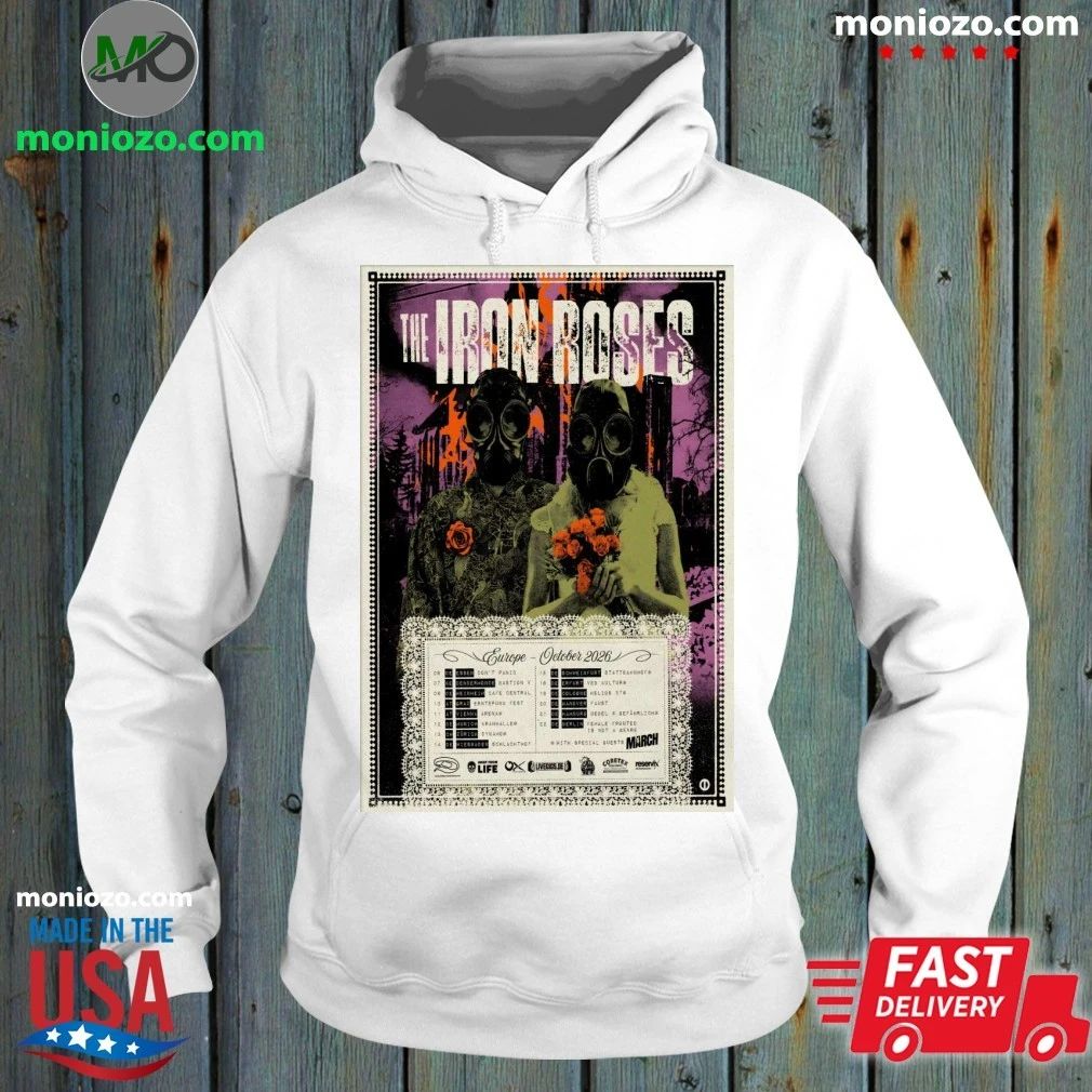 Original The Iron Roses Europe October 2026 Shows - Adult & Kids T-Shirts, Sweatshirts & Hoodies apparel design preview 2