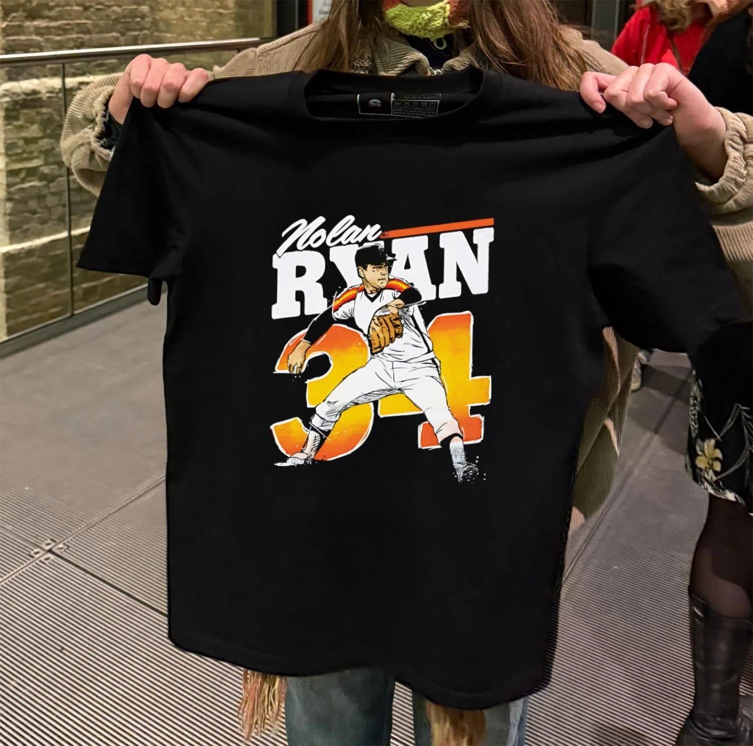 Nolan Ryan 34 Houston Retro player - Adult & Kids T-Shirts, Sweatshirts & Hoodies apparel design preview 2