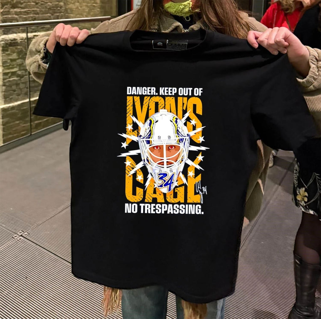 Danger Keep Out Of Lyon's Cage No Trespassing Hockey - Adult & Kids T-Shirts, Sweatshirts & Hoodies apparel design preview 2