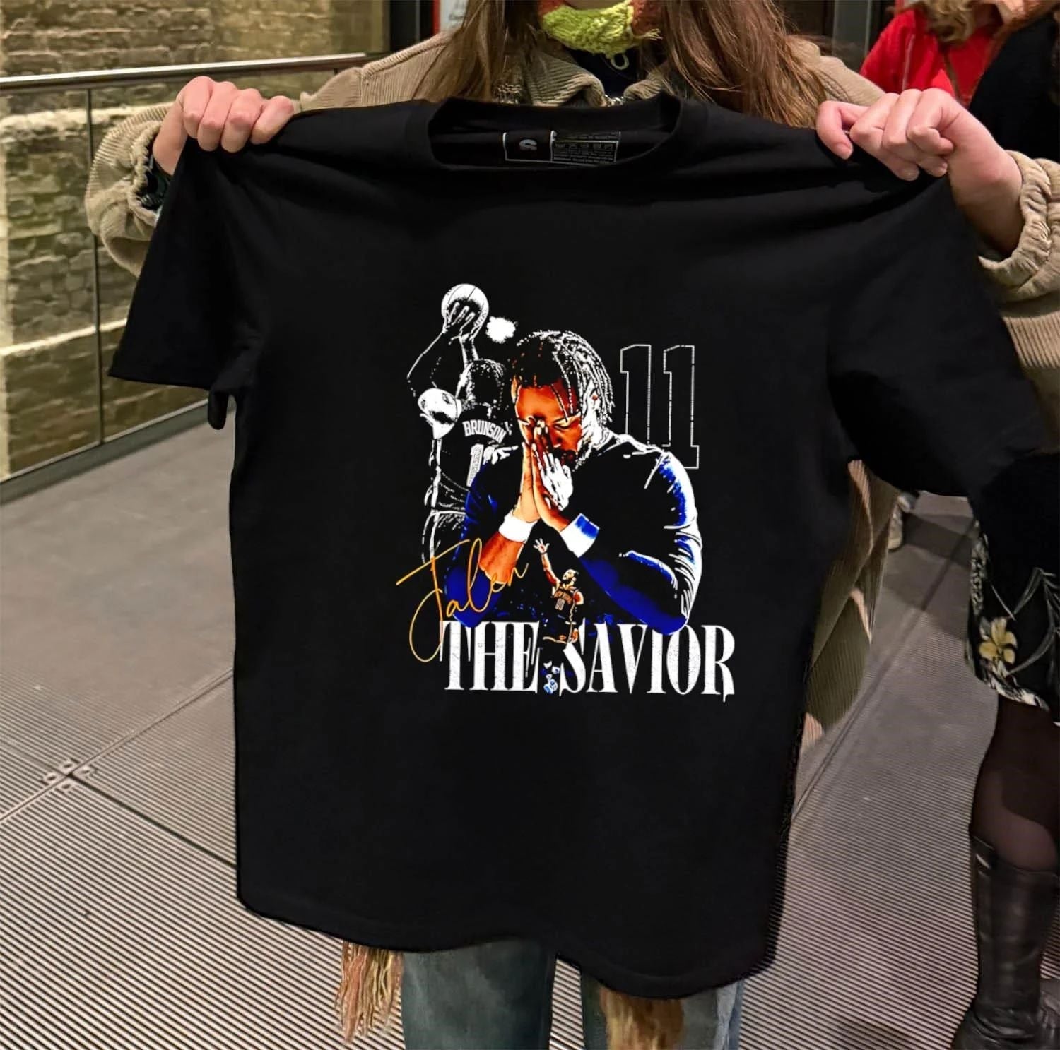 Jalen Brunson The Savior Number 11 New York - Adult & Kids T-Shirts, Sweatshirts & Hoodies apparel design preview 2