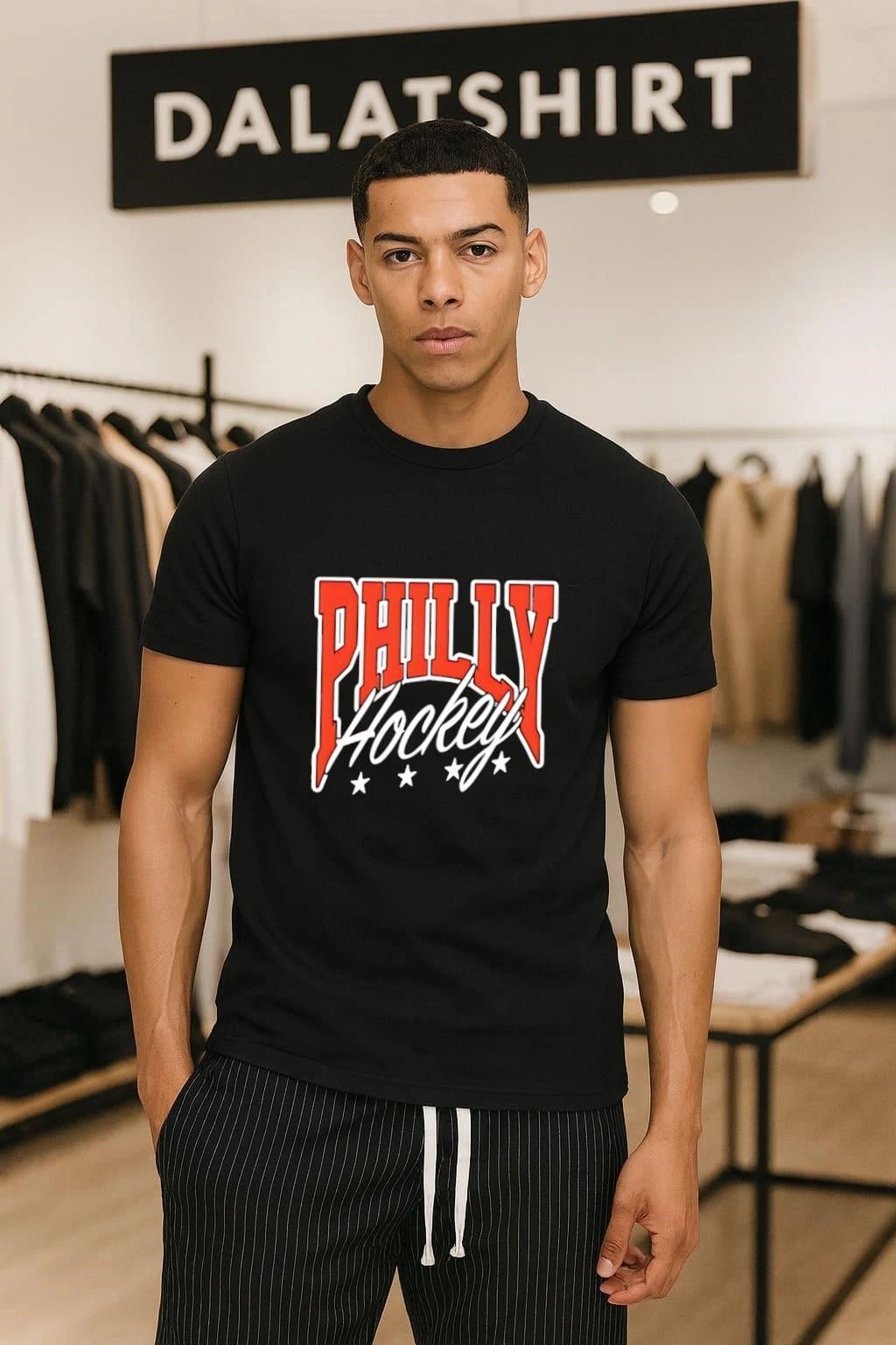 Philly Hockey Stars Athletic Script - Adult & Kids T-Shirts, Sweatshirts & Hoodies apparel design preview 1