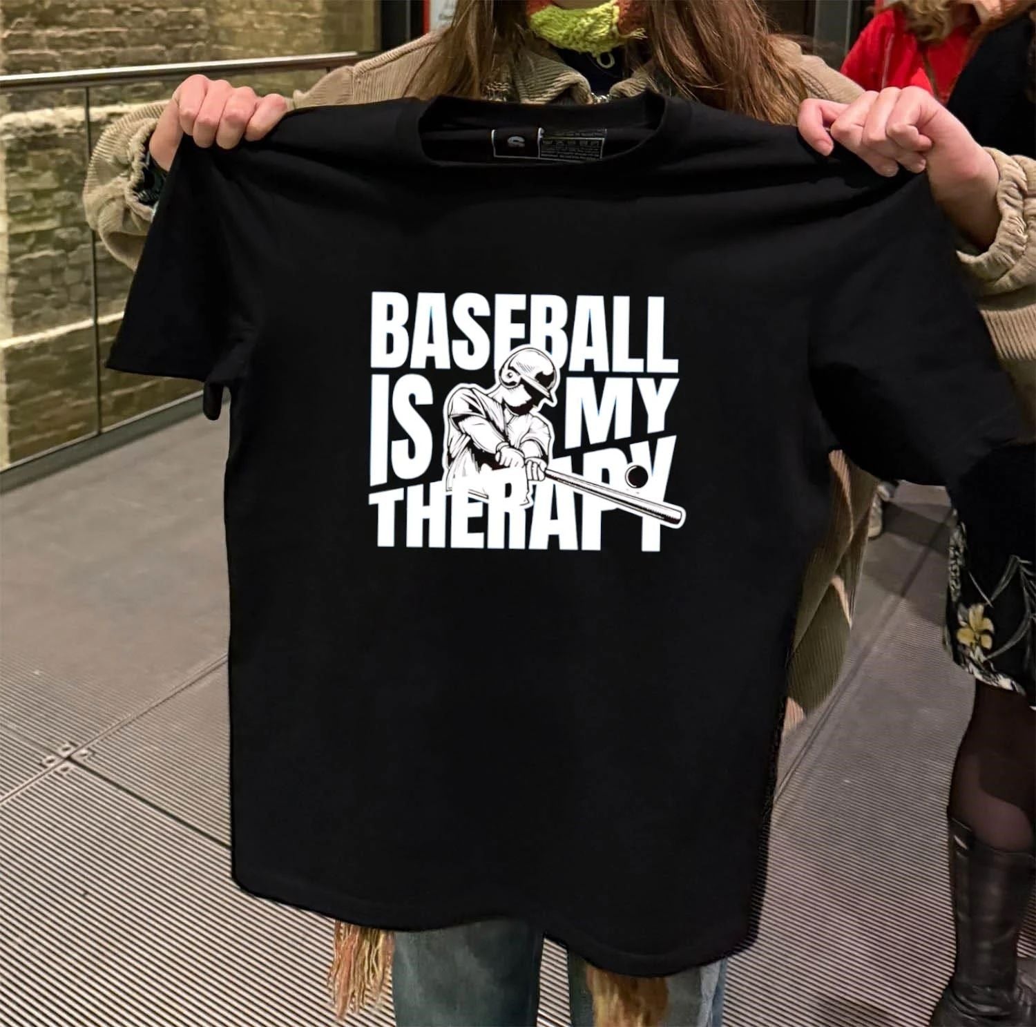 Baseball Is My Therapy Player Hitting Ball - Adult & Kids T-Shirts, Sweatshirts & Hoodies apparel design preview 2