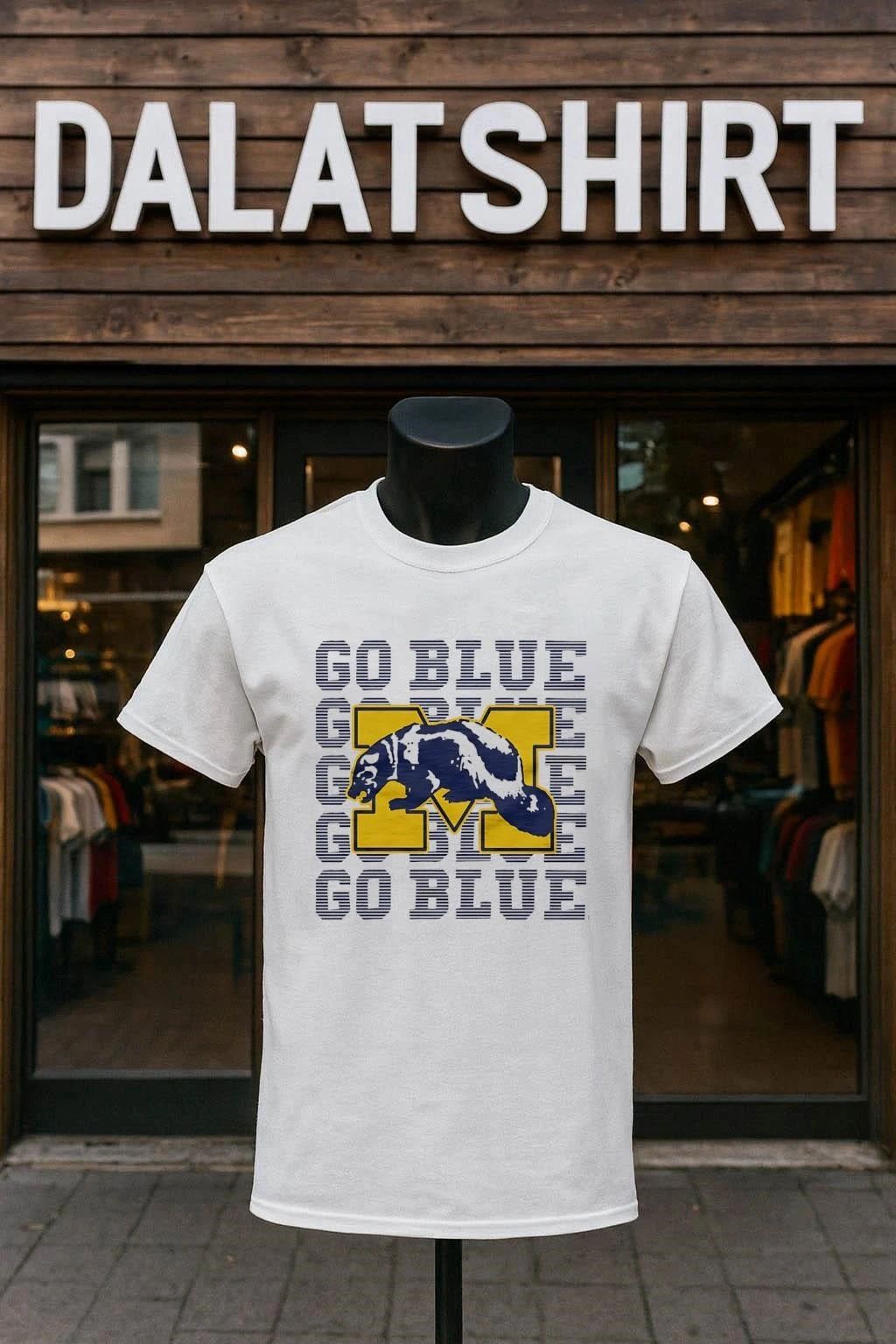 Michigan Wolverines Go Blue Repeat mascot - Adult & Kids T-Shirts, Sweatshirts & Hoodies apparel design preview 1
