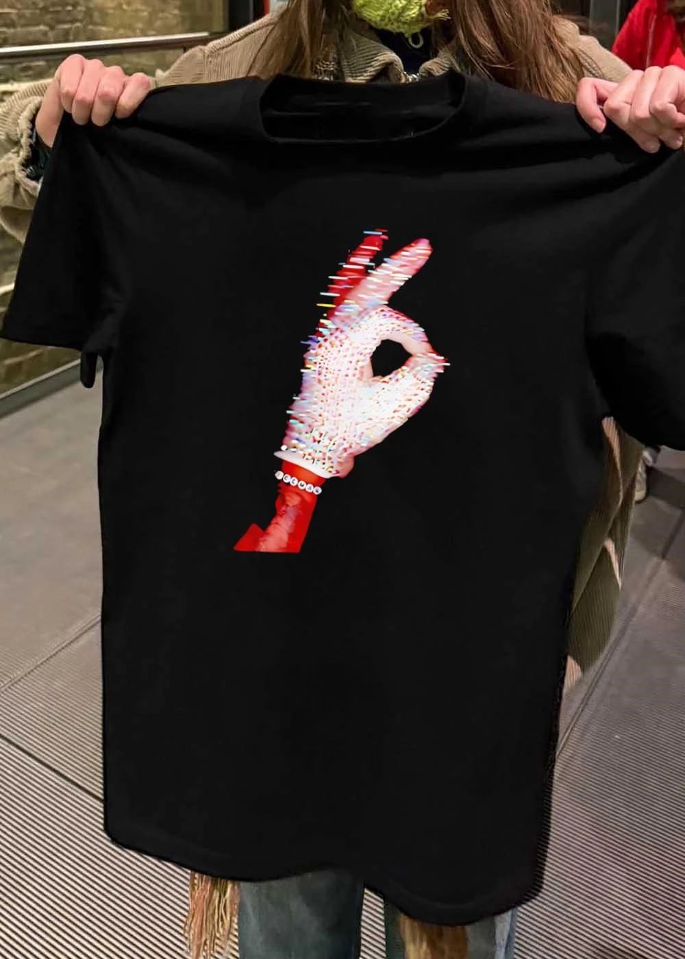 Michael Jackson Crystal Glove Peace Sign Glitch - Adult & Kids T-Shirts, Sweatshirts & Hoodies apparel design preview 2