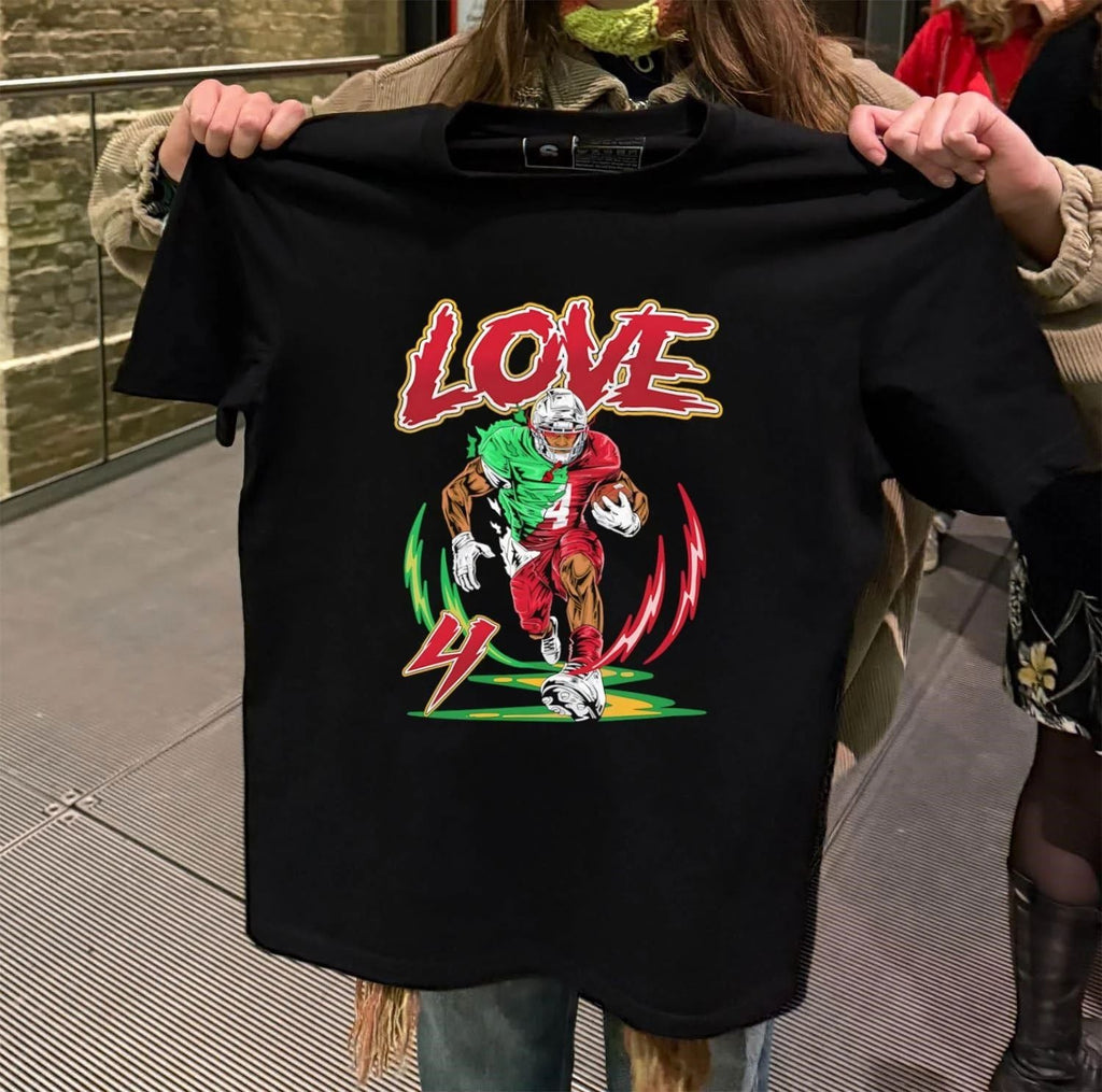 Love 4 Football Player Dynamic Action Sports Graphic - Adult & Kids T-Shirts, Sweatshirts & Hoodies apparel design preview 2