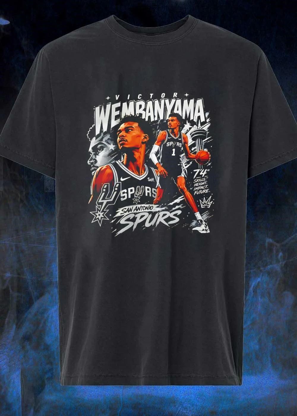 Victor Wembanyama San Antonio Spurs 7'4′ NBA - Adult & Kids T-Shirts, Sweatshirts & Hoodies apparel design preview 1