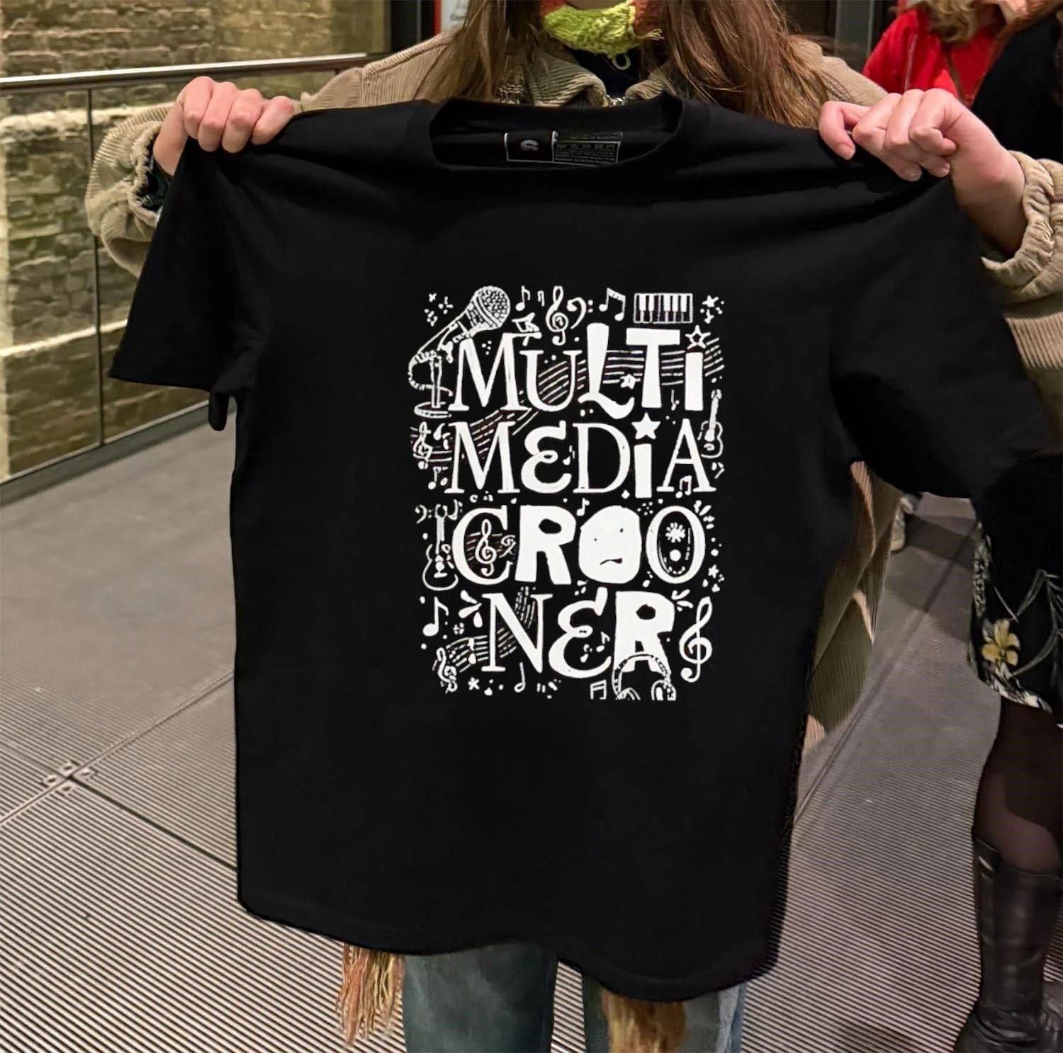 Multimedia Crooner Music Design - Adult & Kids T-Shirts, Sweatshirts & Hoodies apparel design preview 2