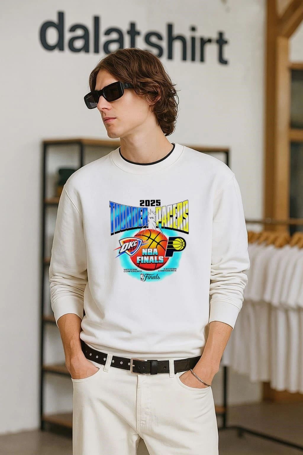 Okc Thunder Vs Indiana Pacers 2025 Nba Finals Vintage - Adult & Kids T-Shirts, Sweatshirts & Hoodies apparel design preview 2