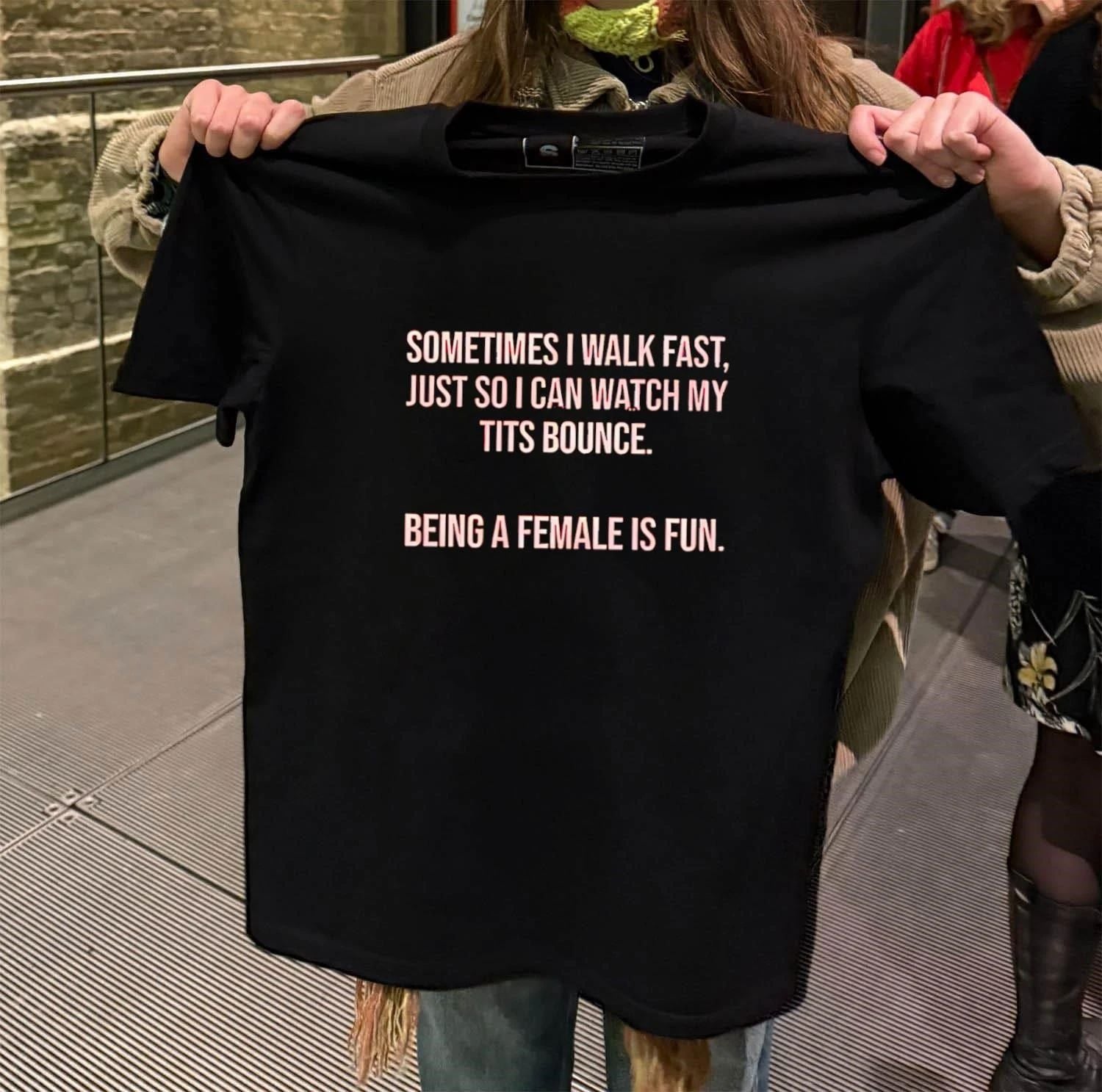 Sometimes i walk fast just so can watch my tits - Adult & Kids T-Shirts, Sweatshirts & Hoodies apparel design preview 2