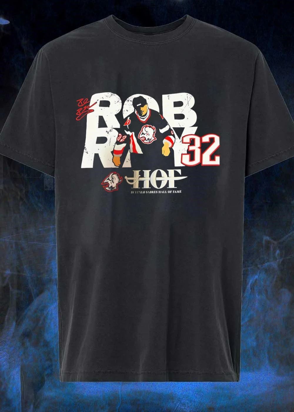 Rob Ray 32 HOF Buffalo Sabres Hall Of Fame Hockey - Adult & Kids T-Shirts, Sweatshirts & Hoodies apparel design preview 1