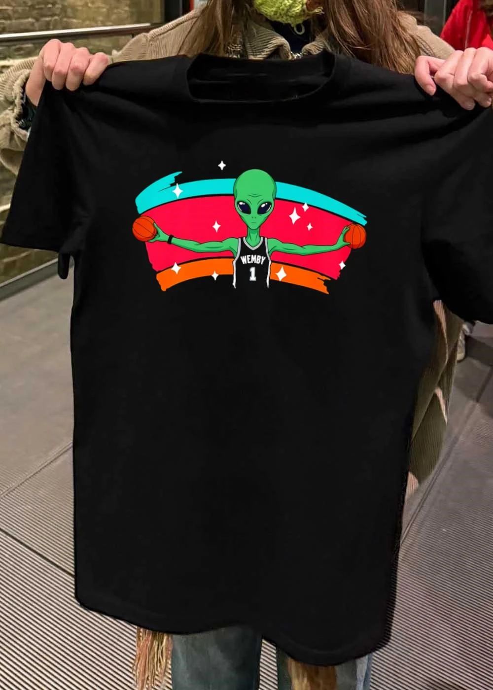 Wemby 1 Alien Basketball Jersey Cartoon - Adult & Kids T-Shirts, Sweatshirts & Hoodies apparel design preview 2