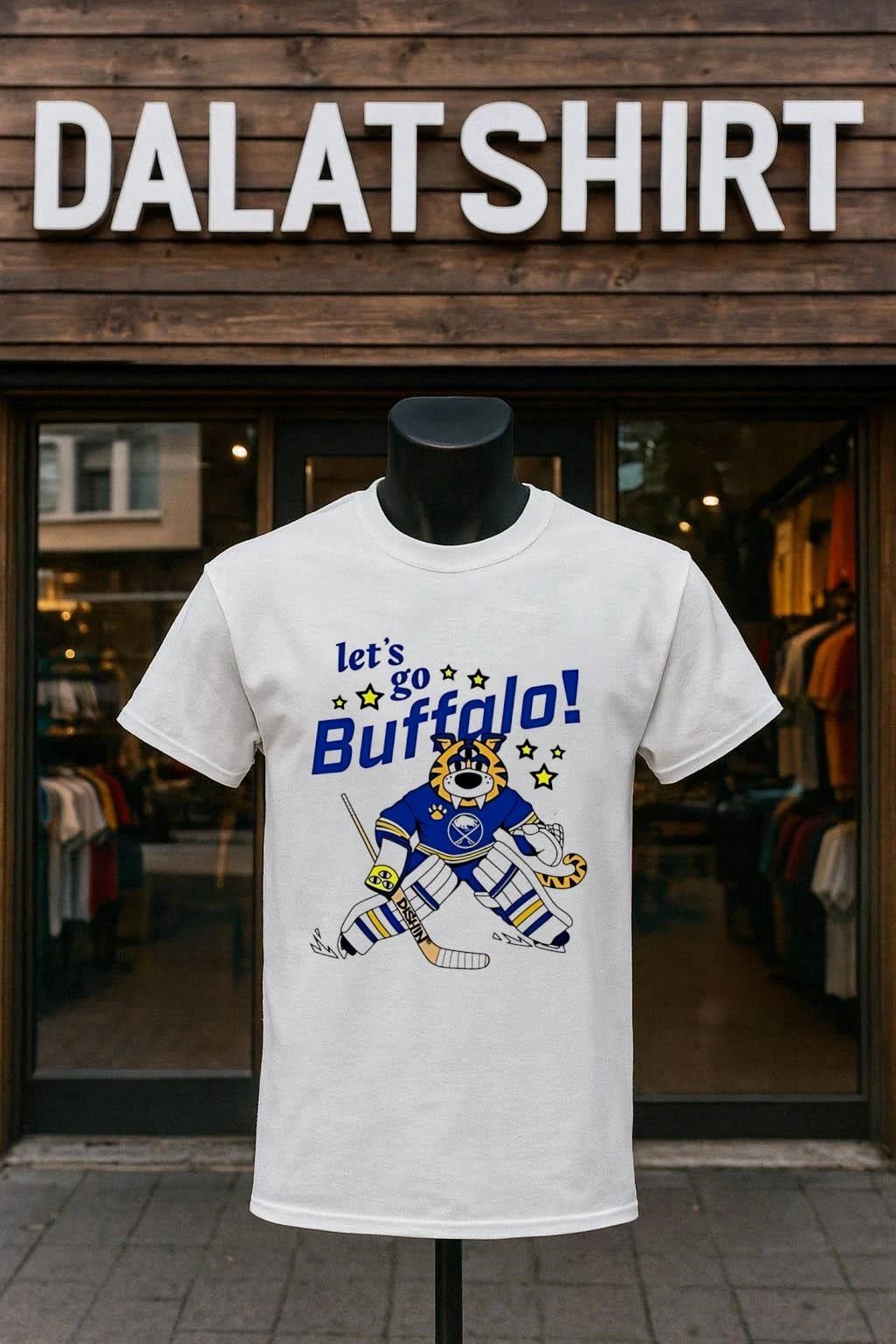 Let's Go Buffalo Sabretooth Tiger Hockey Goalie - Adult & Kids T-Shirts, Sweatshirts & Hoodies apparel design preview 1