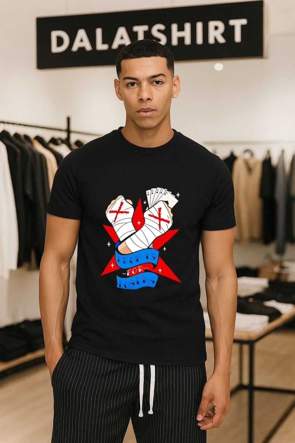 CM Punk Luck Is For Losers Poker Hand Wrapped Fists - Adult & Kids T-Shirts, Sweatshirts & Hoodies apparel design preview 1
