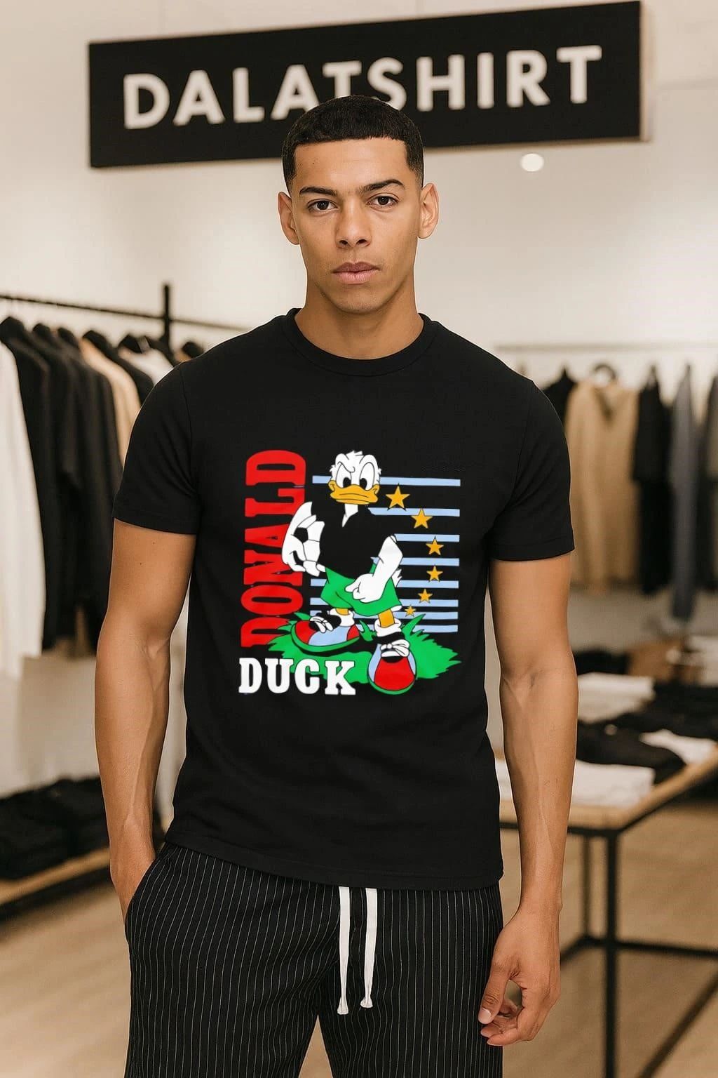 Donald Duck Soccer cartoon funny - Adult & Kids T-Shirts, Sweatshirts & Hoodies apparel design preview 1