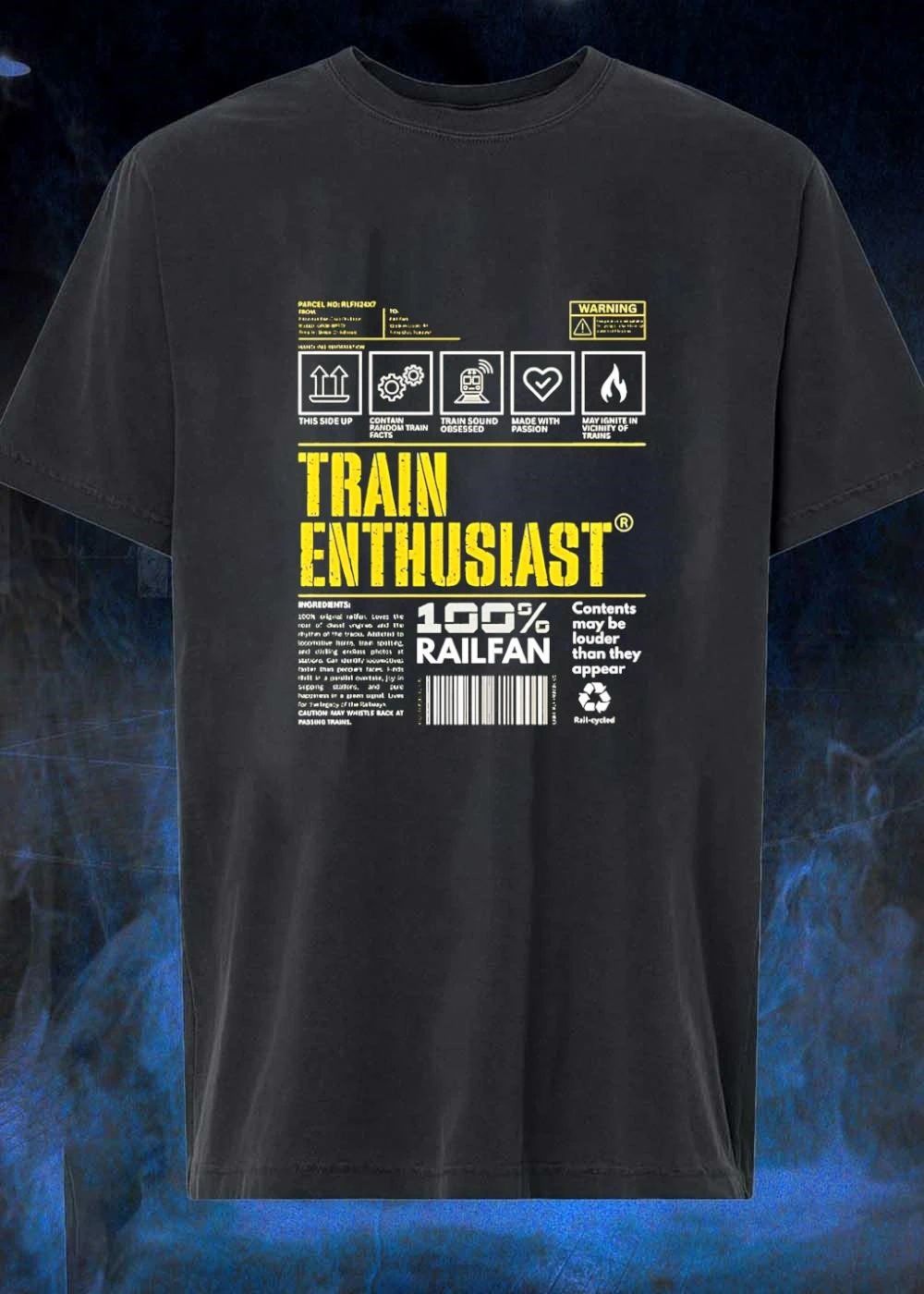 Train Enthusiast 100′ Railfan Shipping Label - Adult & Kids T-Shirts, Sweatshirts & Hoodies apparel design preview 1