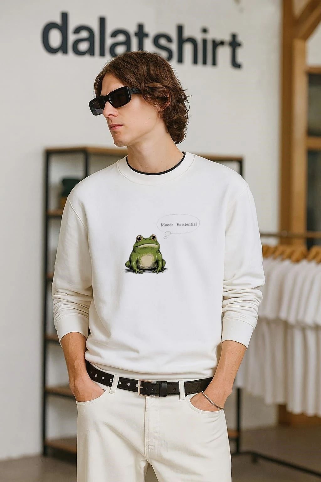 Mood Existential Frog - Adult & Kids T-Shirts, Sweatshirts & Hoodies apparel design preview 2