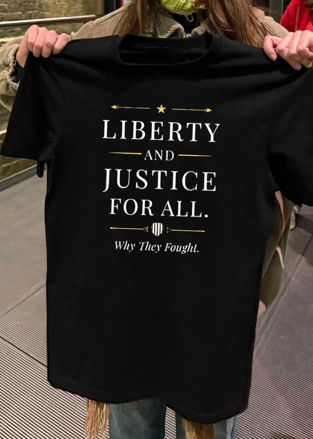 Liberty And Justice For All Why They Fought Shield - Adult & Kids T-Shirts, Sweatshirts & Hoodies apparel design preview 2