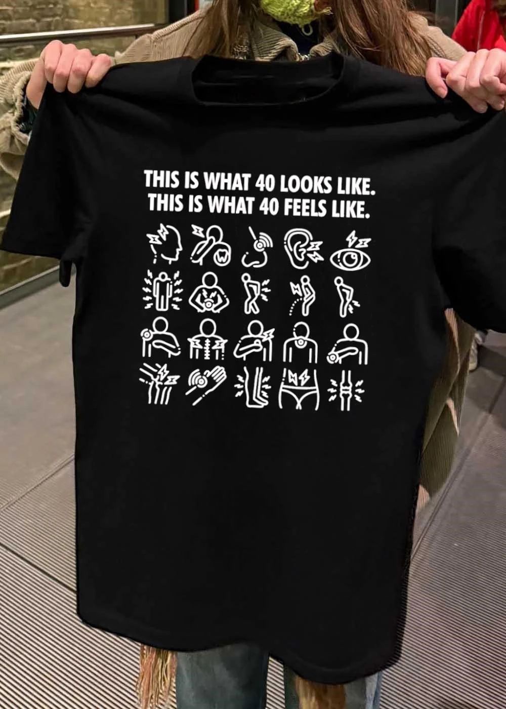 This Is What 40 Looks Like Feels Body Aches Icons - Adult & Kids T-Shirts, Sweatshirts & Hoodies apparel design preview 2