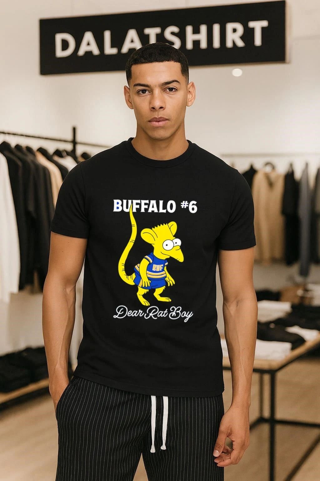Buffalo 6 Dear Rat Boy Bart Simpson Hockey Mouse - Adult & Kids T-Shirts, Sweatshirts & Hoodies apparel design preview 1