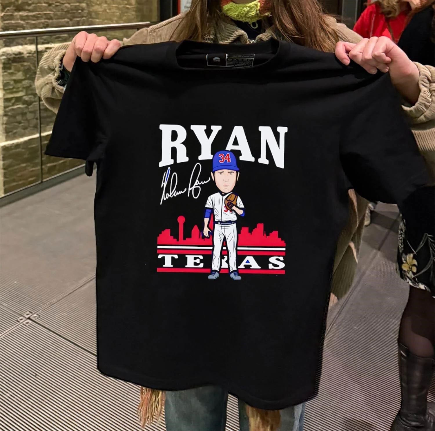 Nolan Ryan Texas Toon cartoon signature - Adult & Kids T-Shirts, Sweatshirts & Hoodies apparel design preview 2