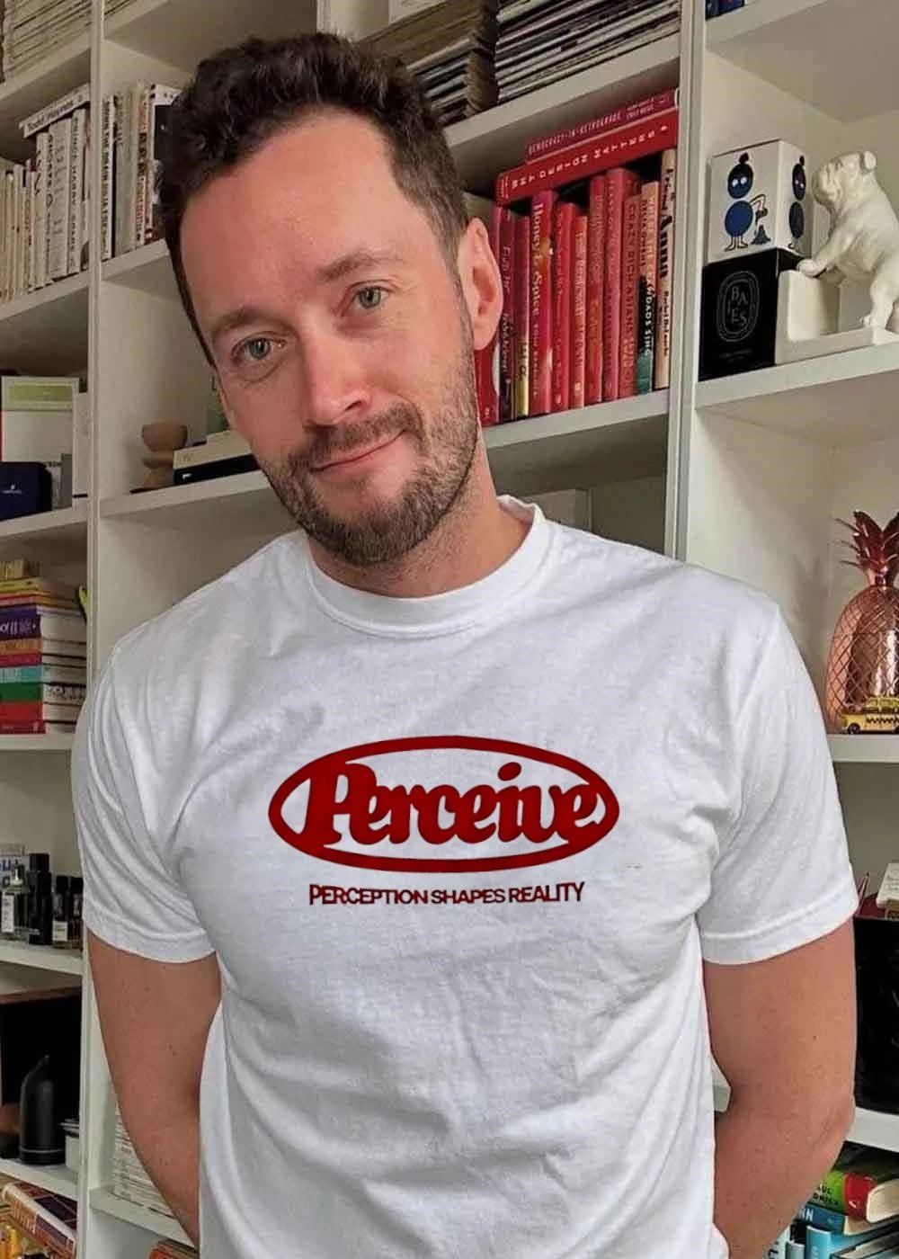 Perceive Red Oval Logo Perception Shapes Reality - Adult & Kids T-Shirts, Sweatshirts & Hoodies apparel design preview 2