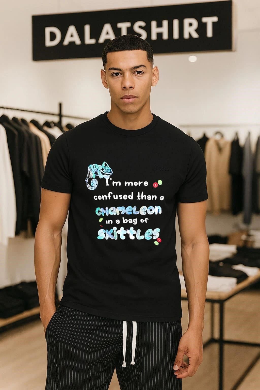 I'm more confused than a chameleon in bag of Skittles - Adult & Kids T-Shirts, Sweatshirts & Hoodies apparel design preview 1