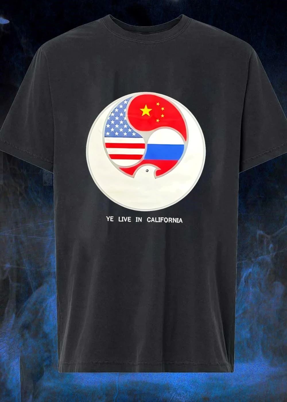 Ye Live in California US China Russia Flags New - Adult & Kids T-Shirts, Sweatshirts & Hoodies apparel design preview 1