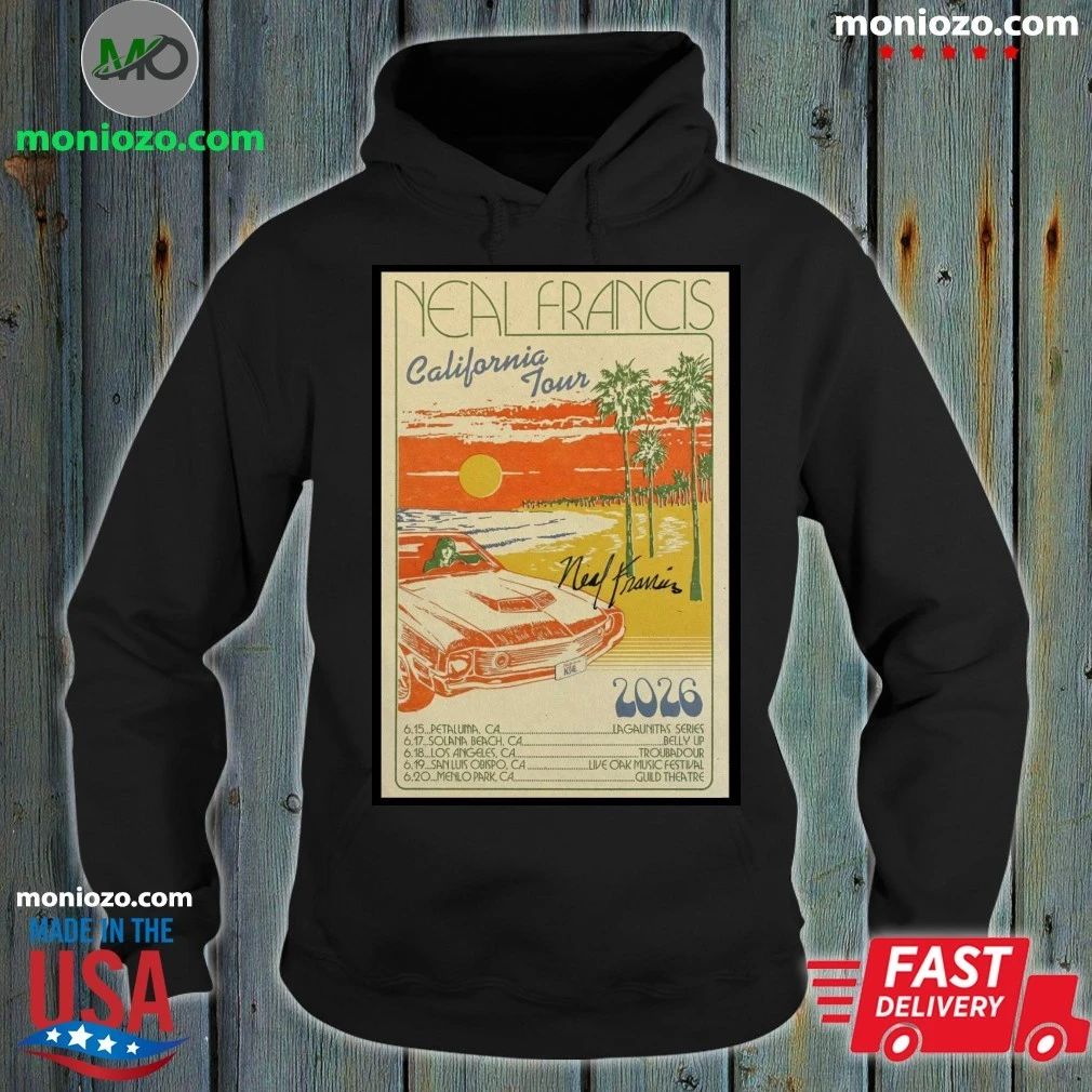 Original Neal Francis California Tour 2026 Signed - Adult & Kids T-Shirts, Sweatshirts & Hoodies apparel design preview 2