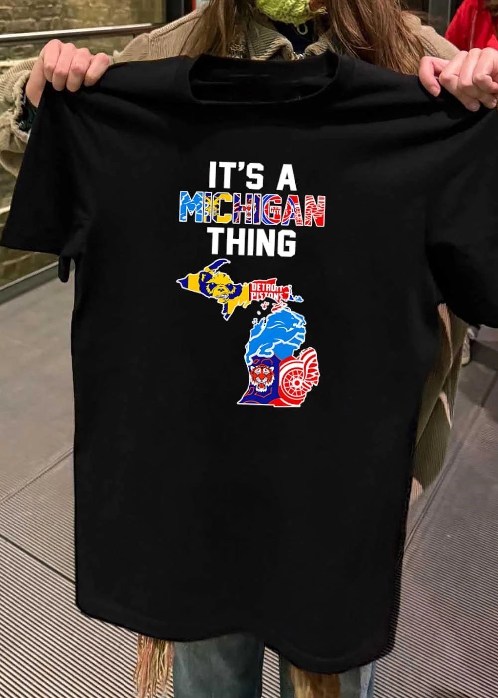 It's A Michigan Thing Sports Teams Map Logos - Adult & Kids T-Shirts, Sweatshirts & Hoodies apparel design preview 2