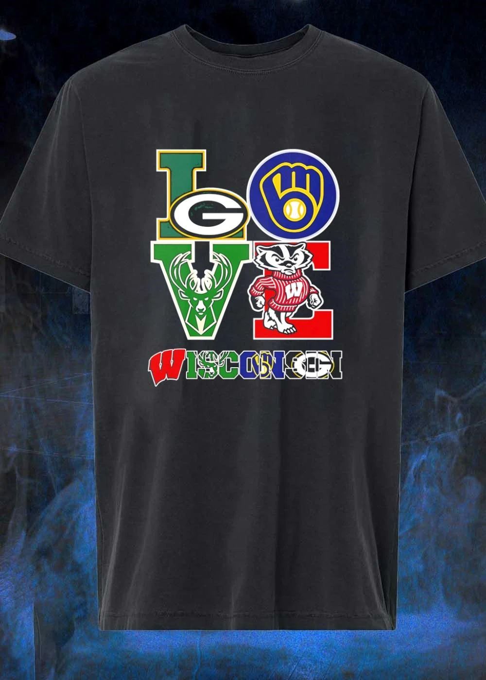 Love Wisconsin Green Bay Packers Brewers Bucks - Adult & Kids T-Shirts, Sweatshirts & Hoodies apparel design preview 1