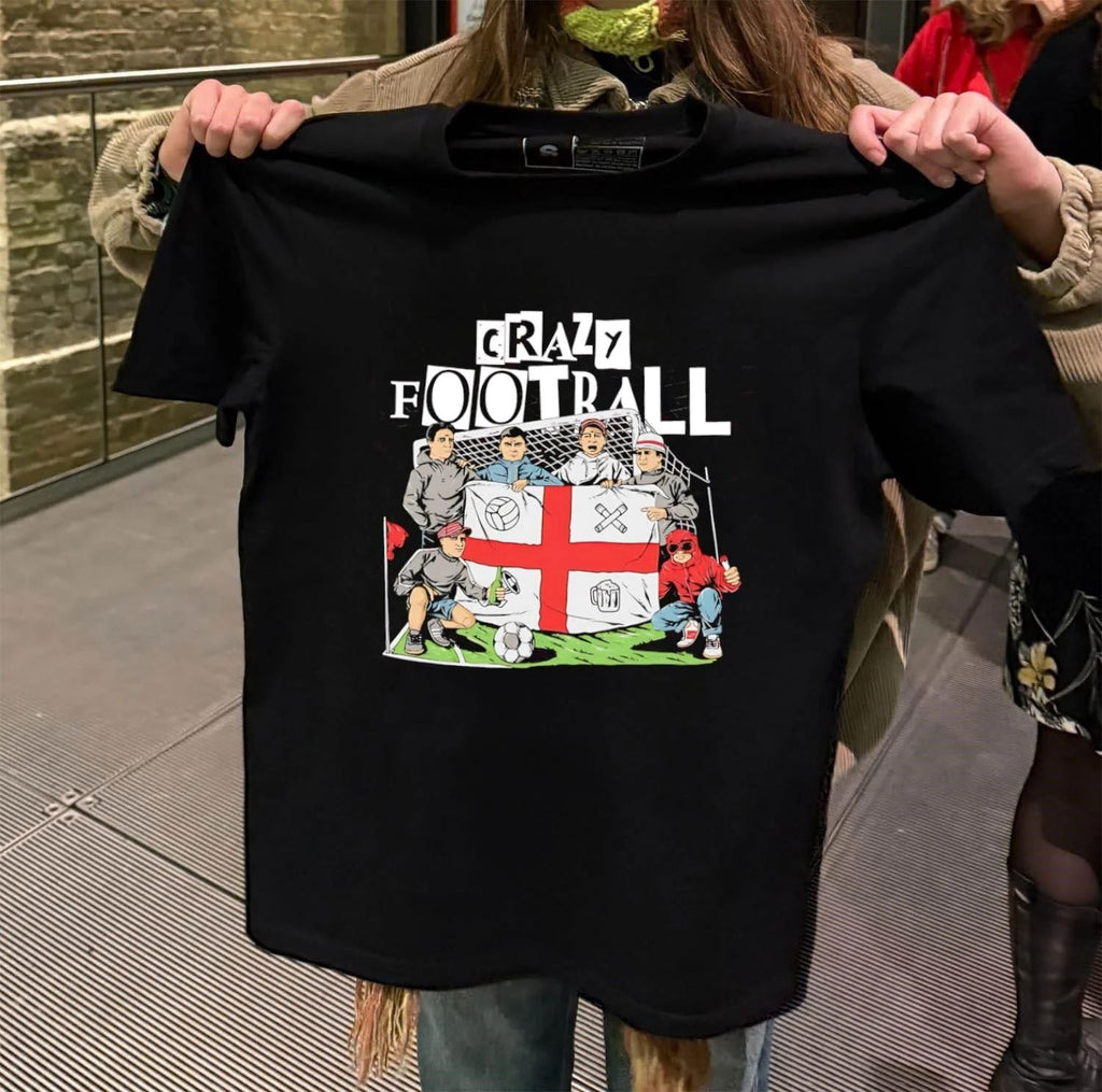 Crazy Football England Flag Fans Soccer Goal Field - Adult & Kids T-Shirts, Sweatshirts & Hoodies apparel design preview 2