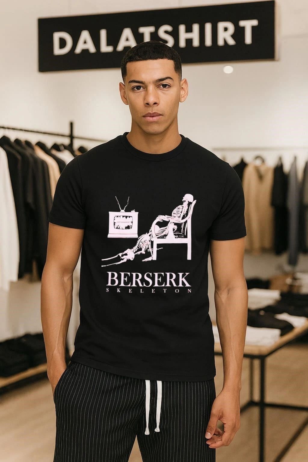 Berserk Skeleton Watching TV - Adult & Kids T-Shirts, Sweatshirts & Hoodies apparel design preview 1