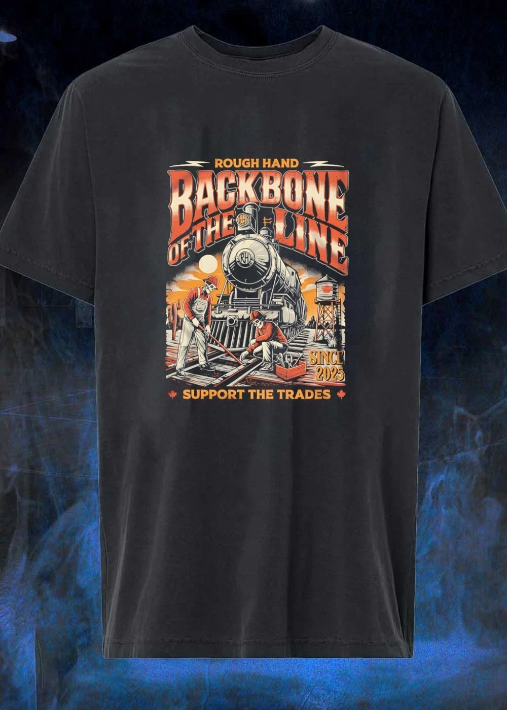 Rough Hand Backbone Of The Line Skeleton Railway - Adult & Kids T-Shirts, Sweatshirts & Hoodies apparel design preview 1