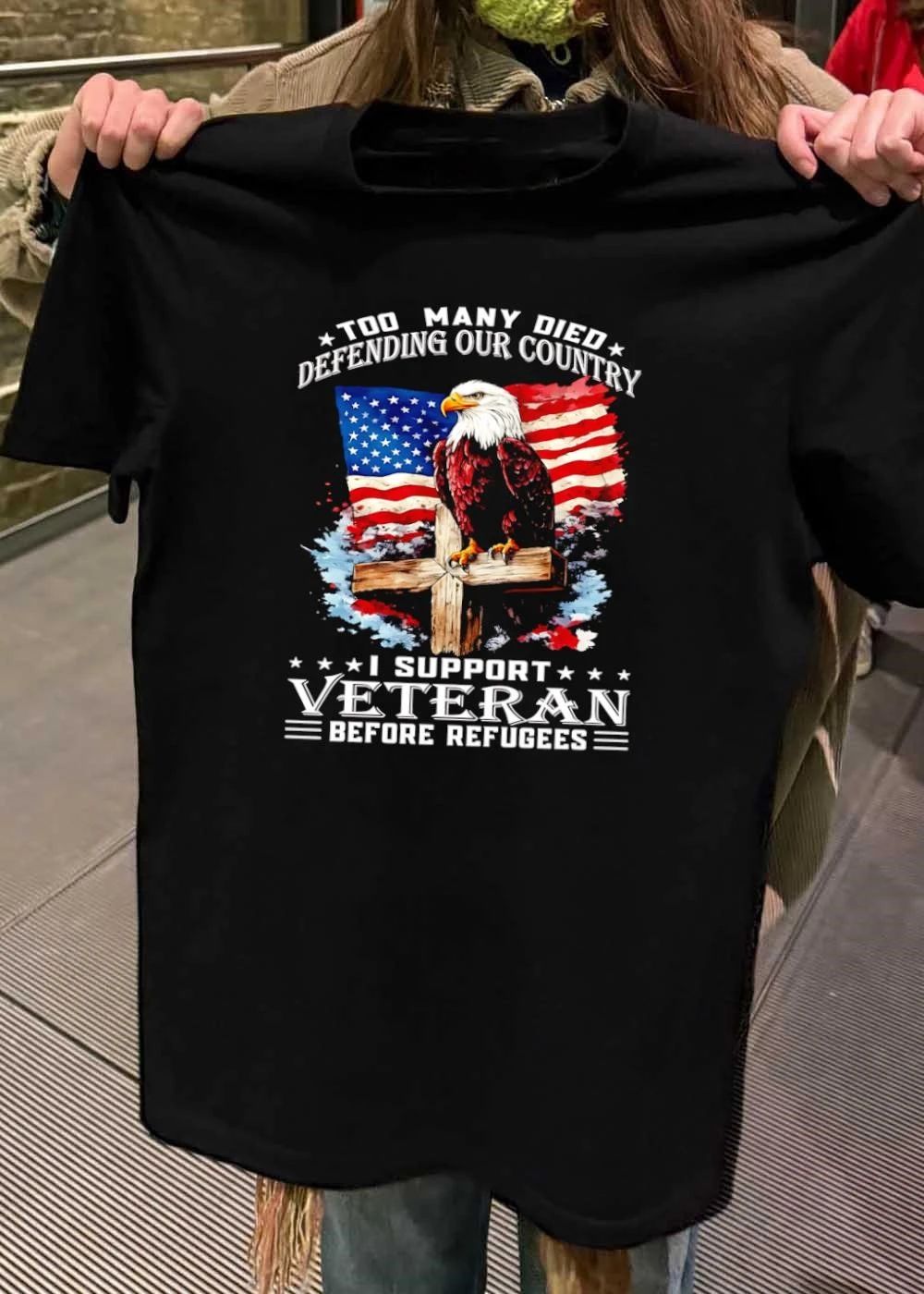 Too Many Died Defending Our Country I Support Veteran - Adult & Kids T-Shirts, Sweatshirts & Hoodies apparel design preview 2