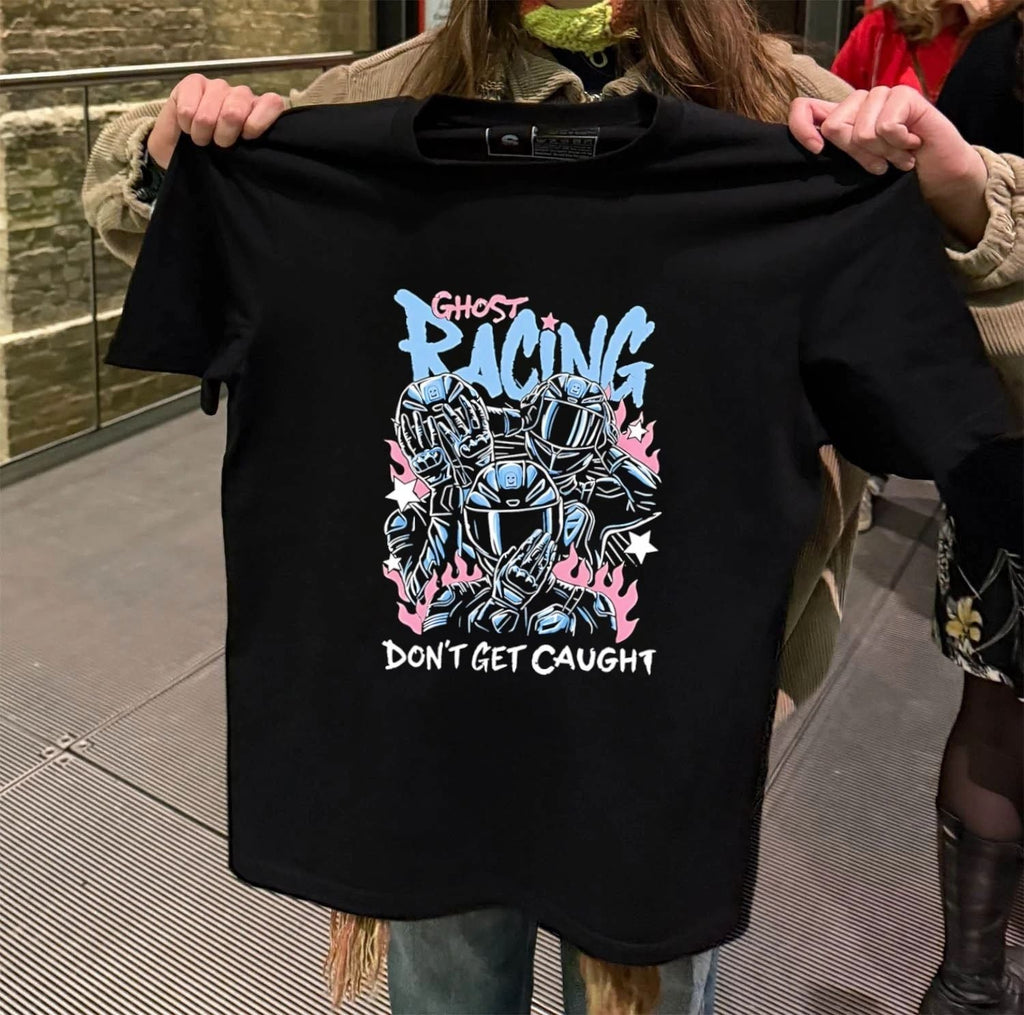 Ghost Racing Don't Get Caught Bikers Helmet - Adult & Kids T-Shirts, Sweatshirts & Hoodies apparel design preview 2