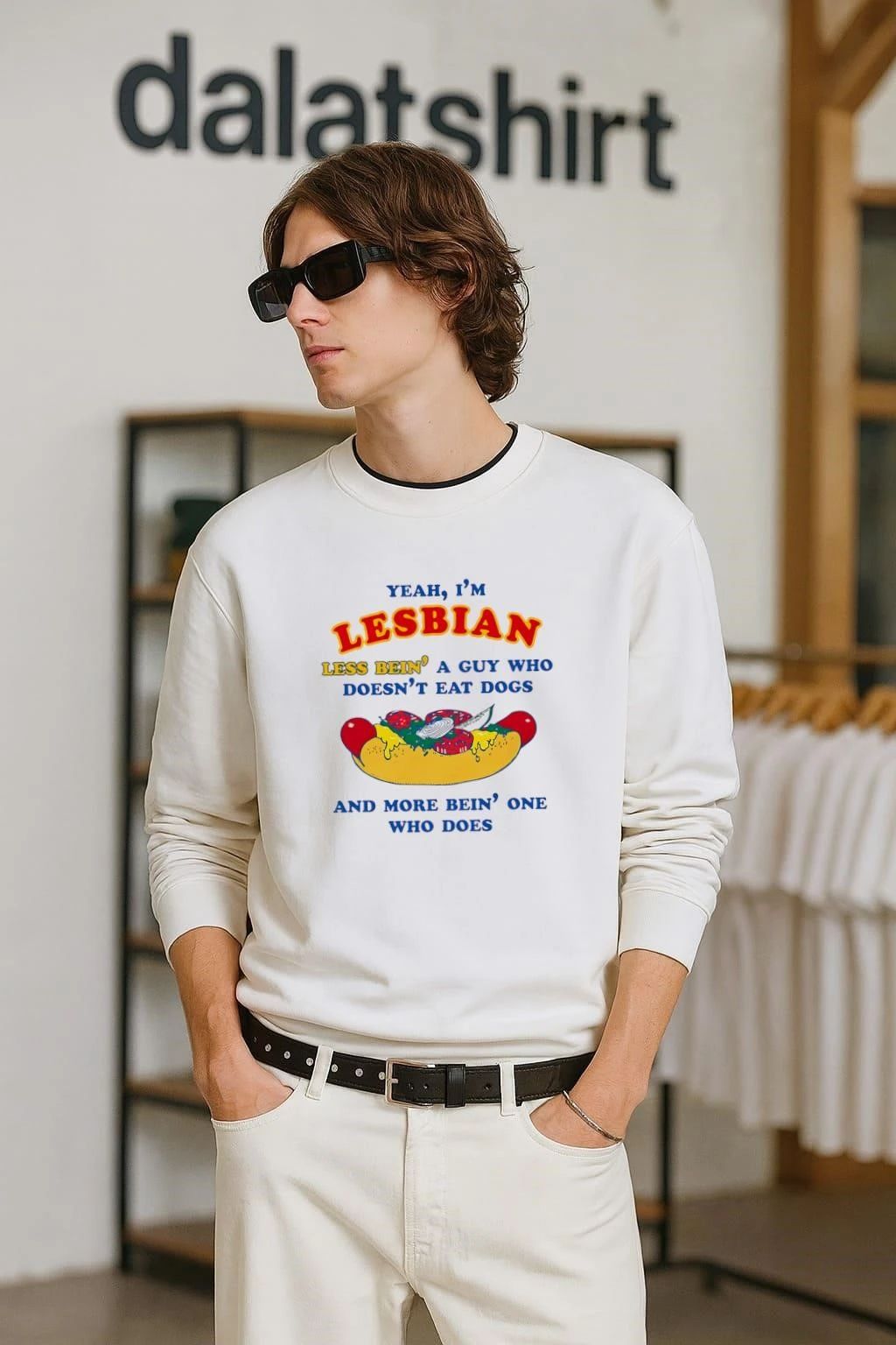 Yeah I'm Lesbian Less Bein' A Guy Who Doesn't Eat - Adult & Kids T-Shirts, Sweatshirts & Hoodies apparel design preview 2