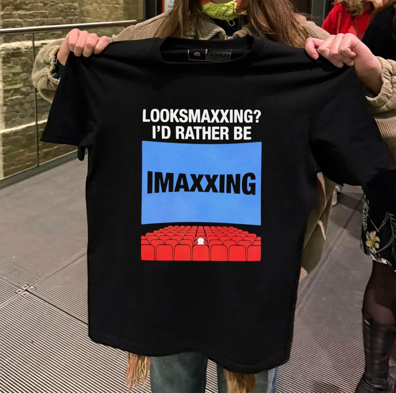 Looksmaxxing I'd Rather Be Imaxxing Movie Theater - Adult & Kids T-Shirts, Sweatshirts & Hoodies apparel design preview 2