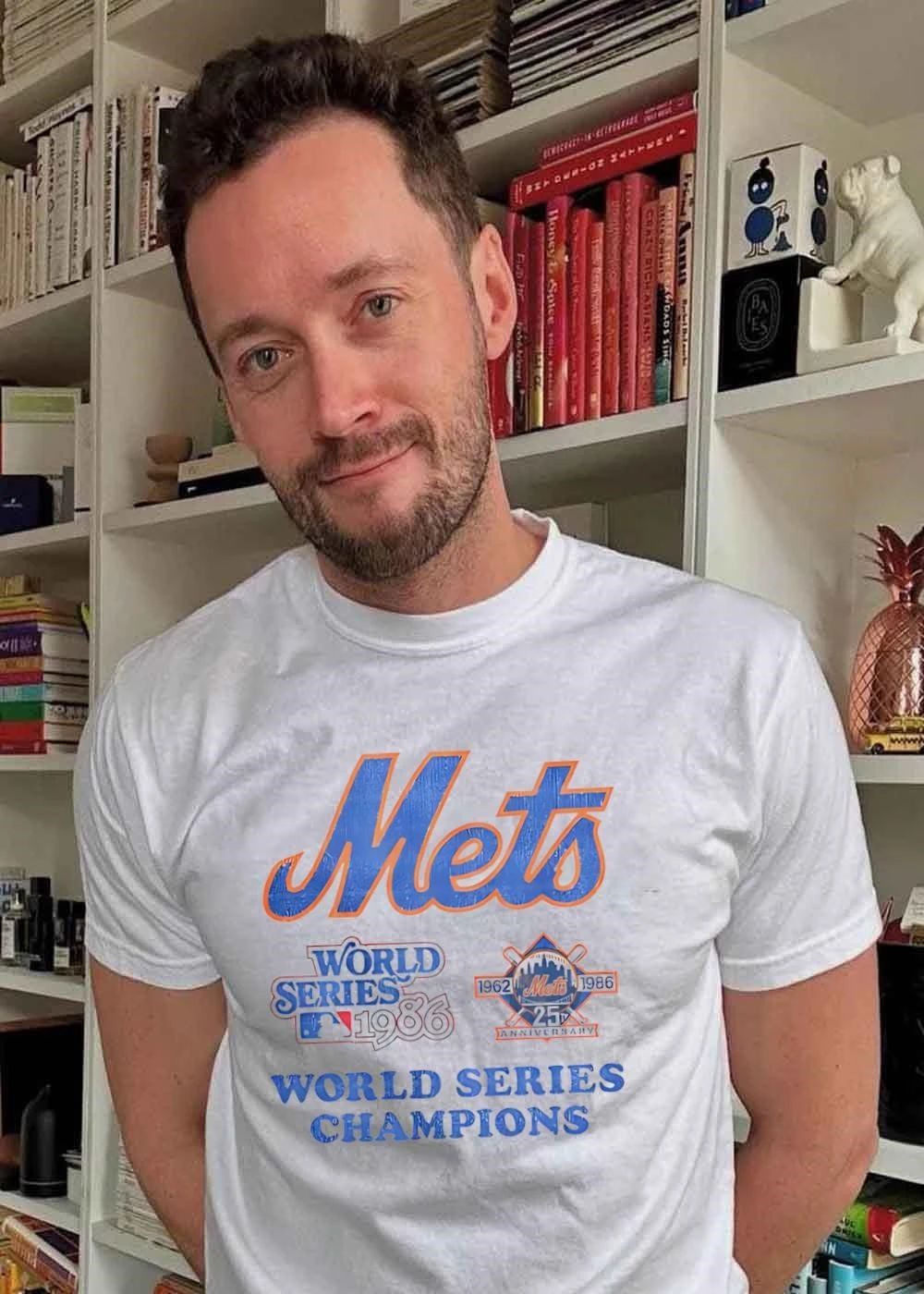 Distressed Mets Logo 1986 World Series Champions 25th - Adult & Kids T-Shirts, Sweatshirts & Hoodies apparel design preview 2