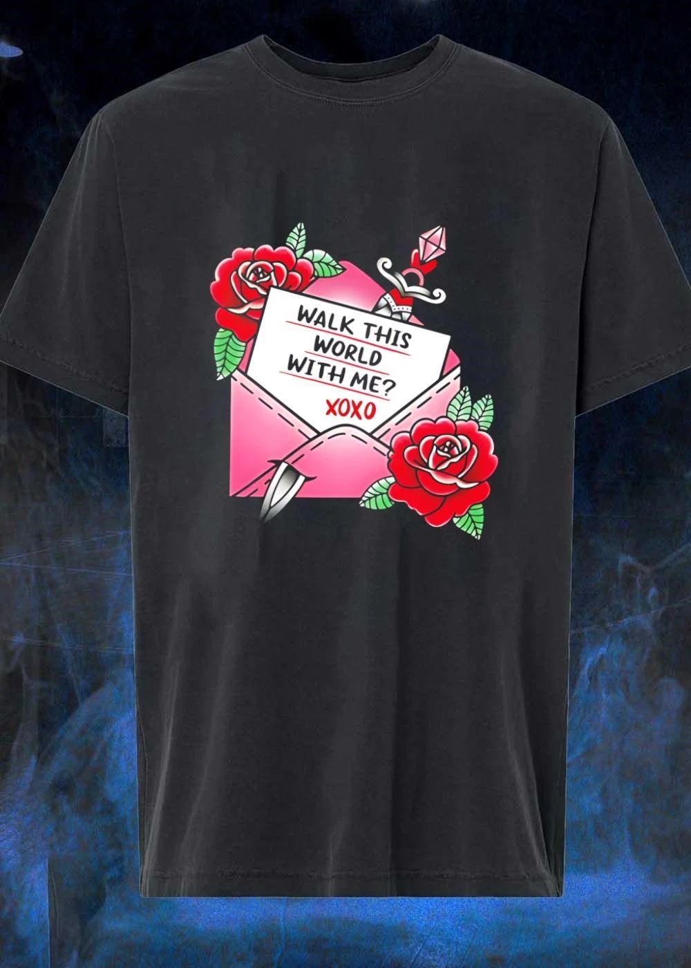 Walk This World With Me XOXO Tattoo Letter Envelope - Adult & Kids T-Shirts, Sweatshirts & Hoodies apparel design preview 1