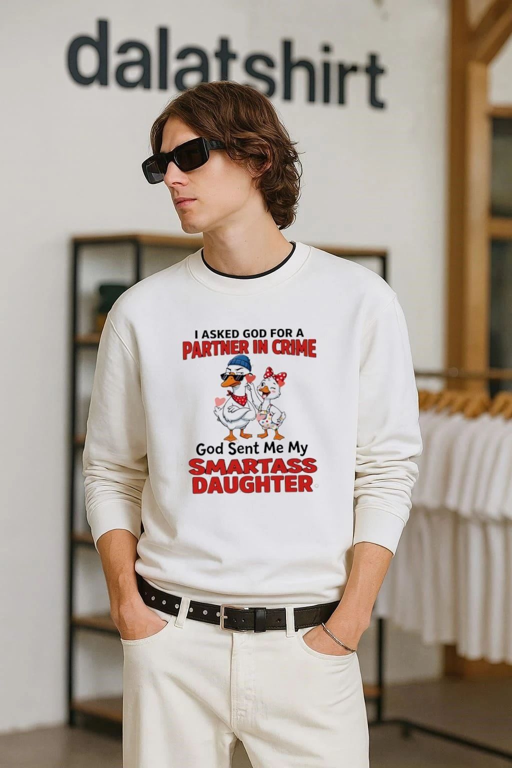 I asked god for a partner in crime ducks sent me my - Adult & Kids T-Shirts, Sweatshirts & Hoodies apparel design preview 2